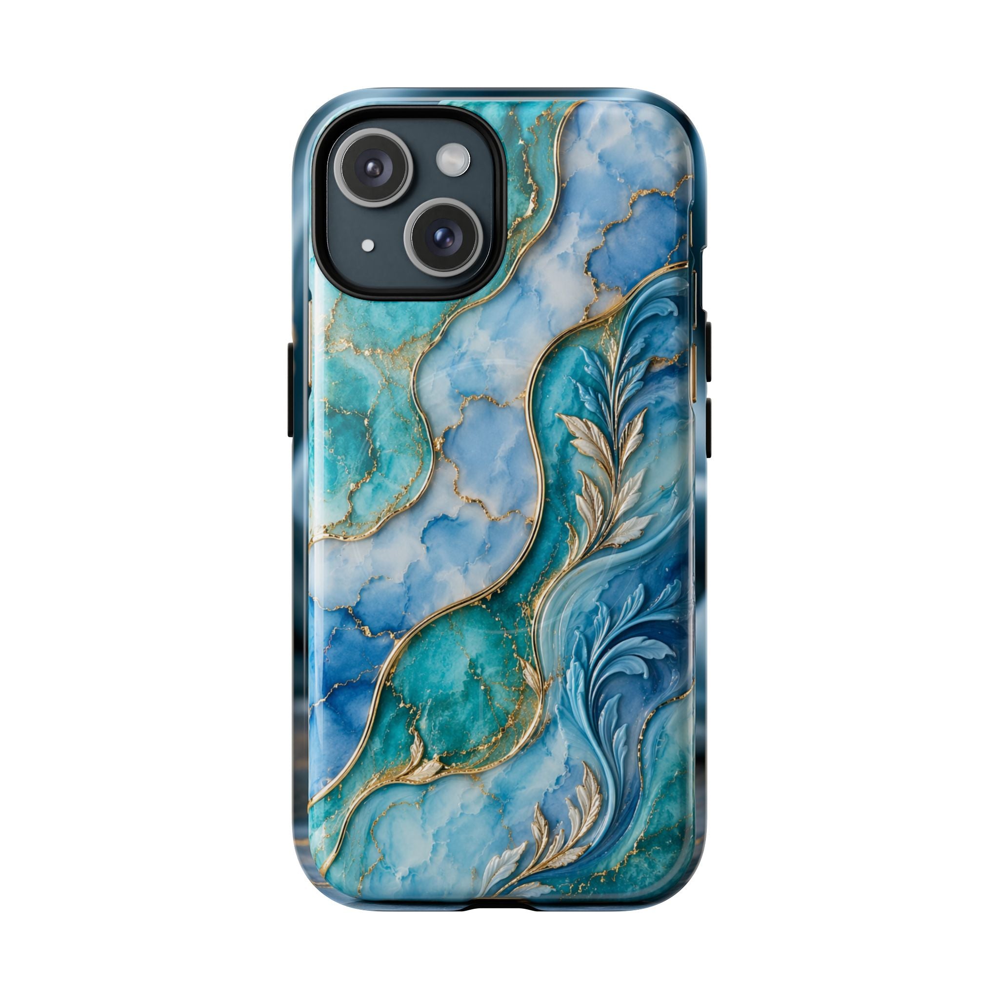 Copy of Magnetic Phone Case — Teal Marble Gold Agate Design