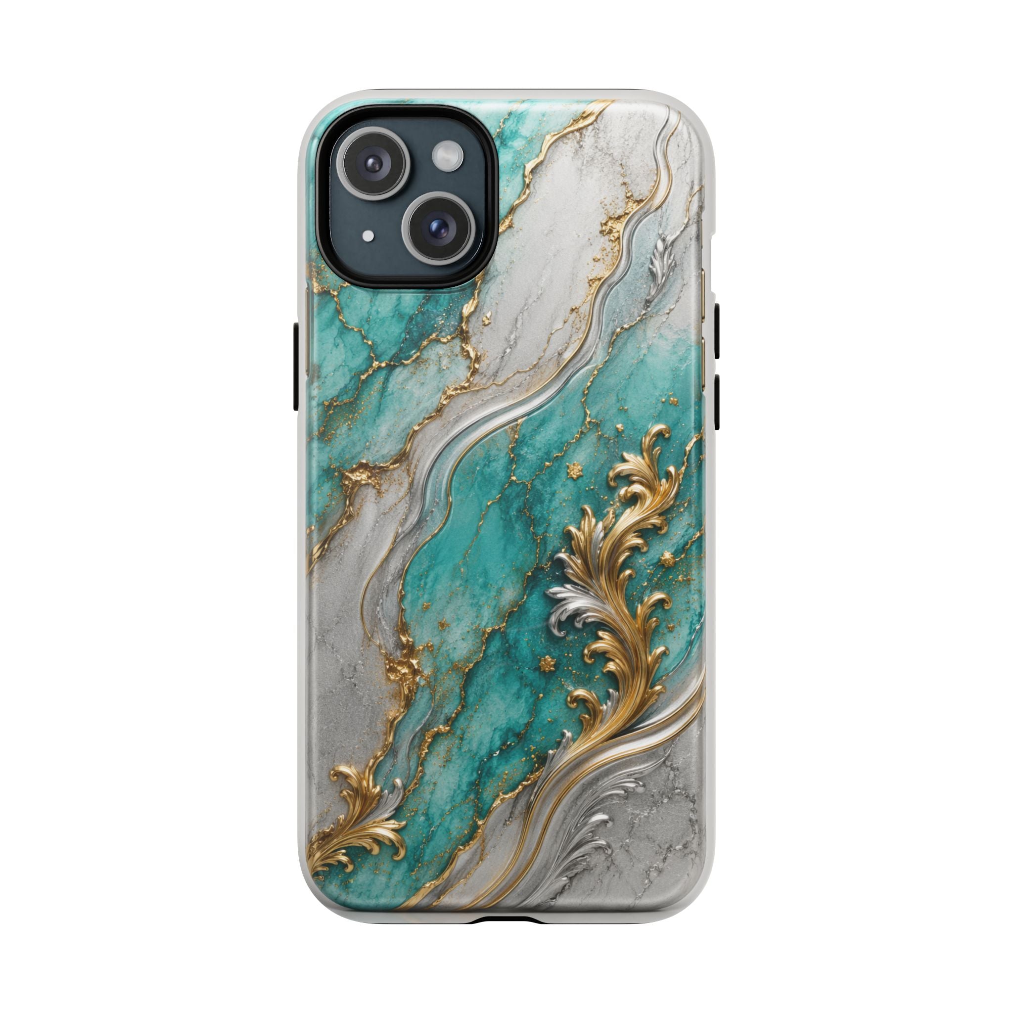Copy of Magnetic Phone Case — Teal Marble Gold Agate Design