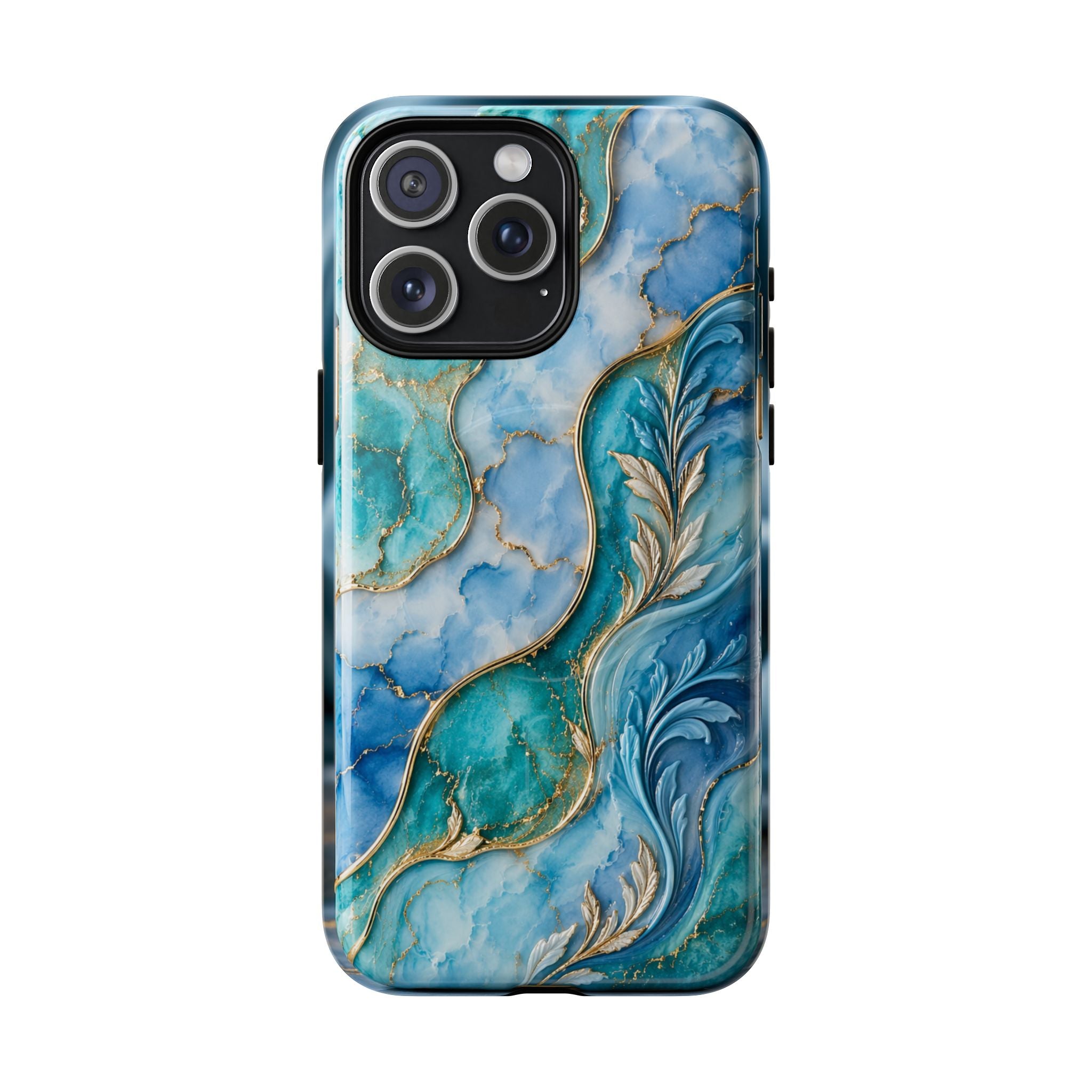 Copy of Magnetic Phone Case — Teal Marble Gold Agate Design