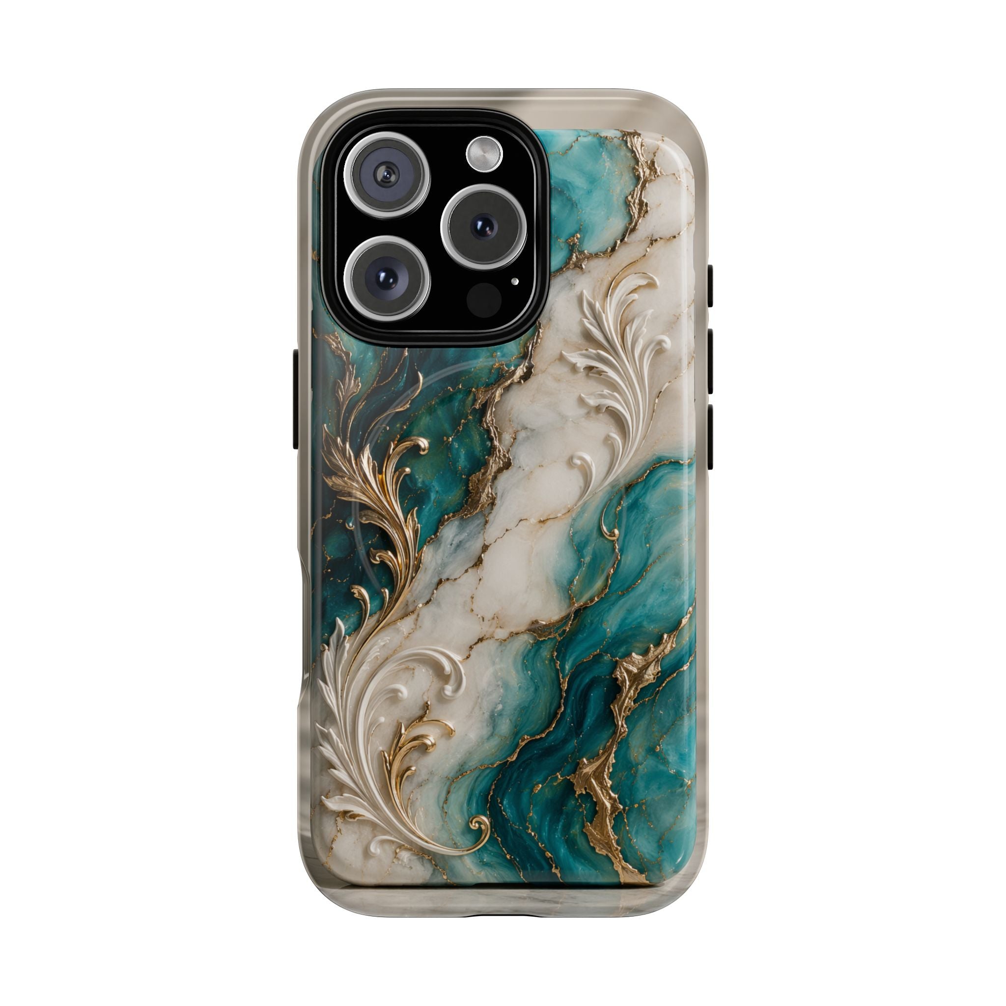 Copy of Magnetic Phone Case — Teal Marble Gold Agate Design