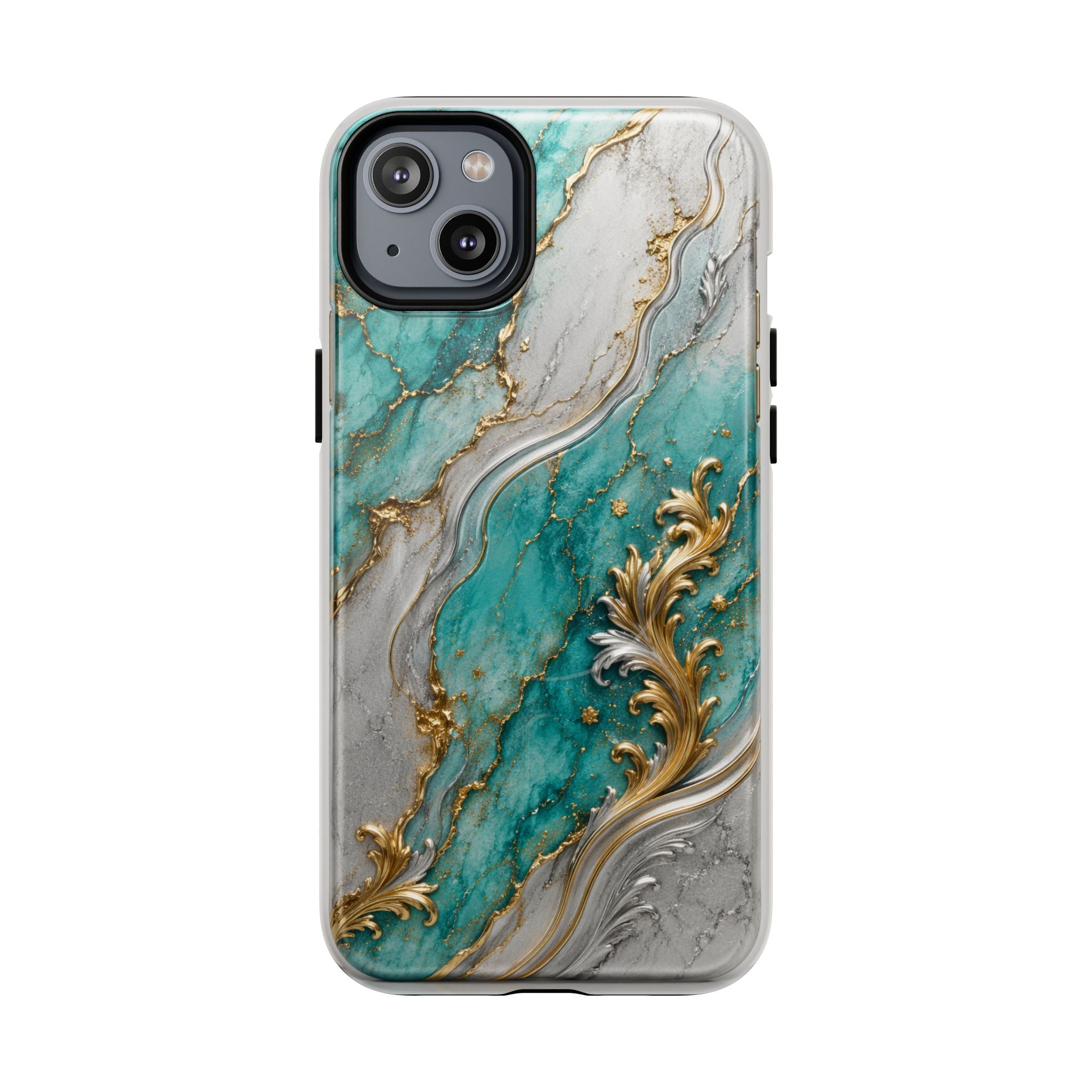 Copy of Magnetic Phone Case — Teal Marble Gold Agate Design