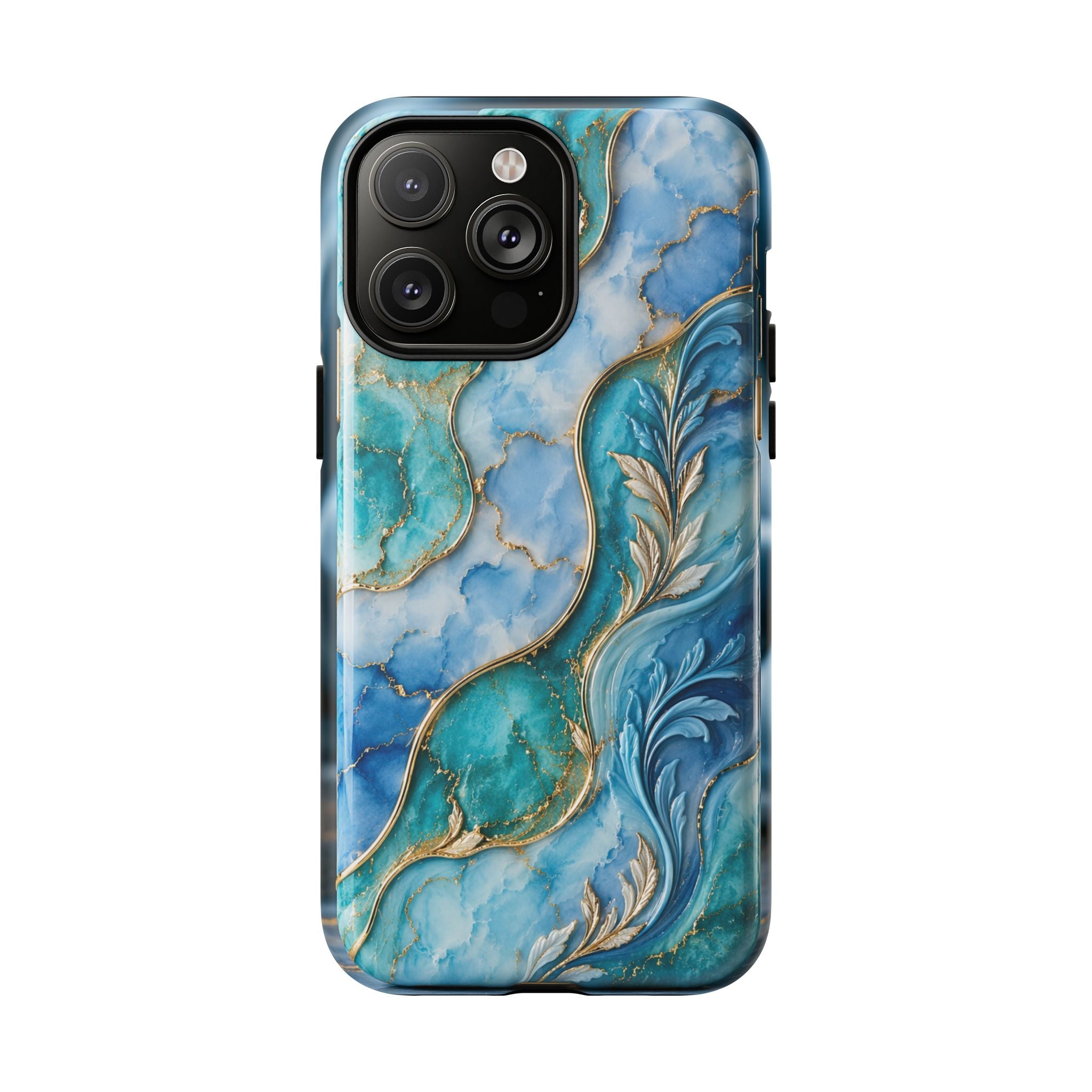 Copy of Magnetic Phone Case — Teal Marble Gold Agate Design