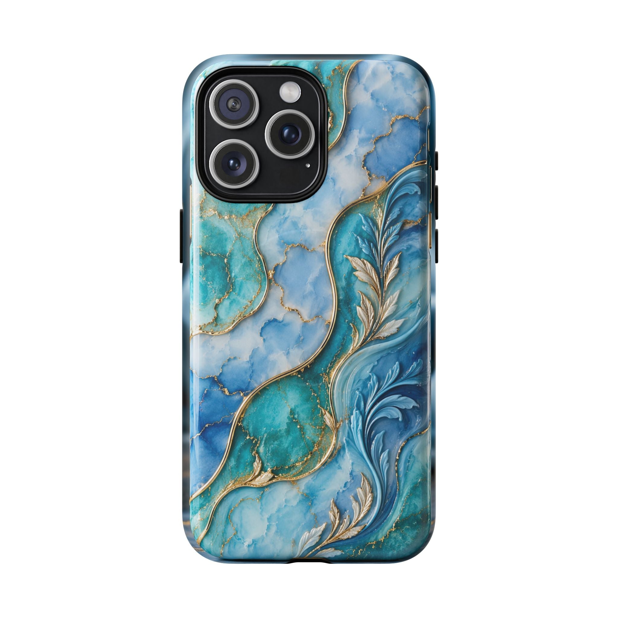 Copy of Magnetic Phone Case — Teal Marble Gold Agate Design