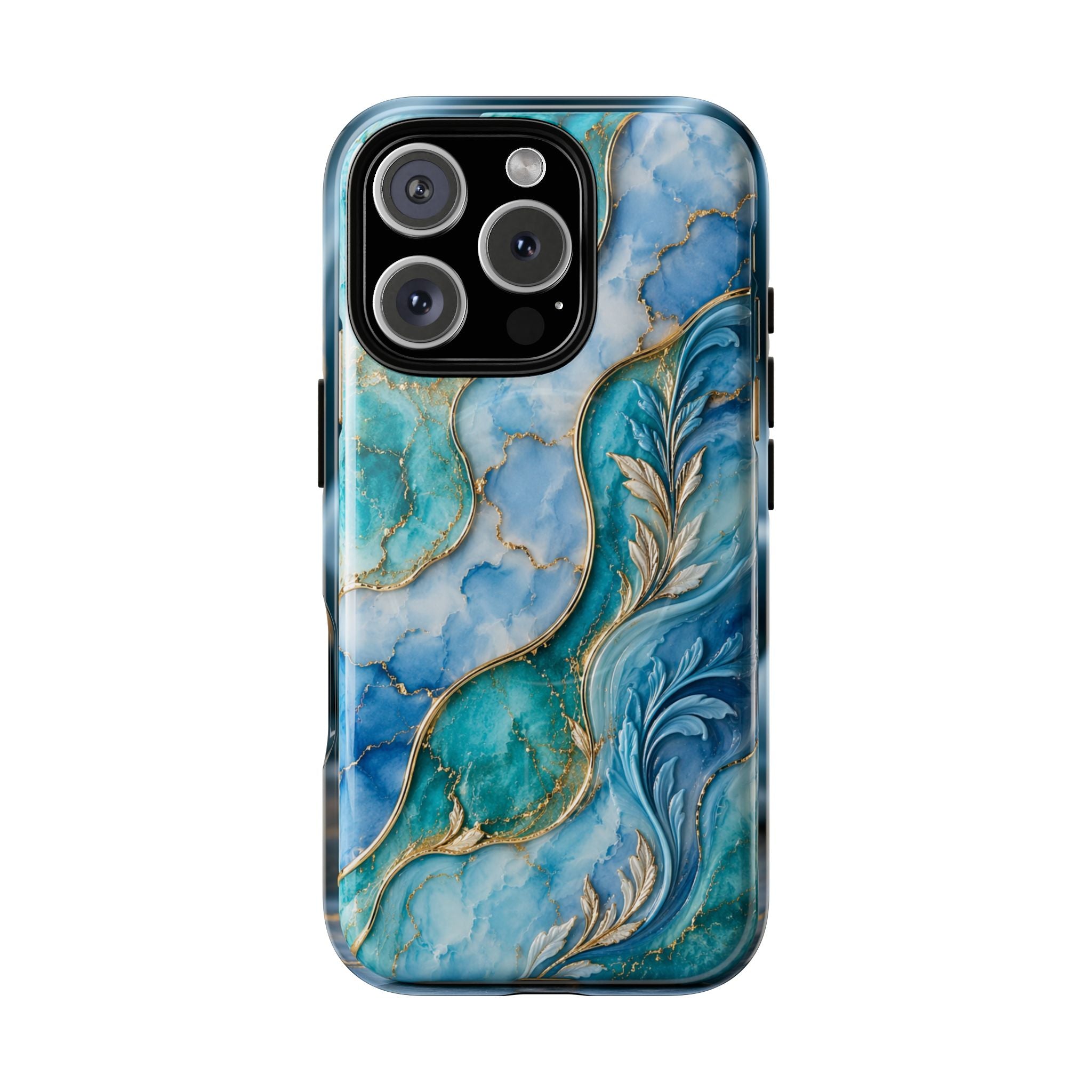 Copy of Magnetic Phone Case — Teal Marble Gold Agate Design