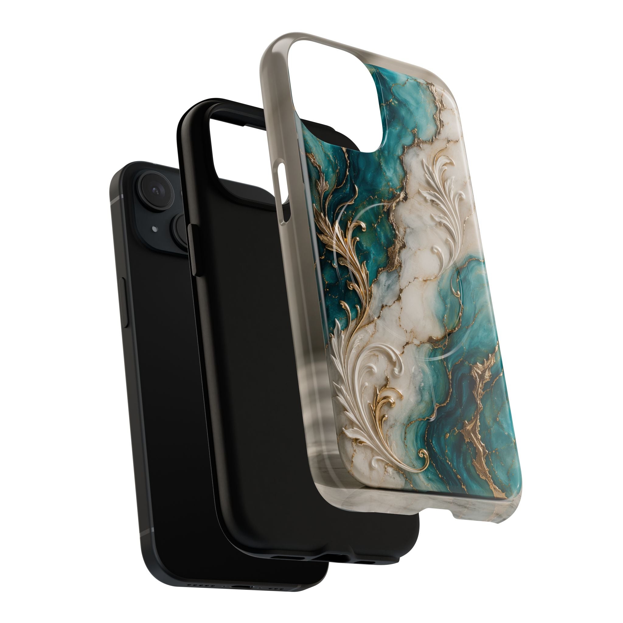 Copy of Magnetic Phone Case — Teal Marble Gold Agate Design