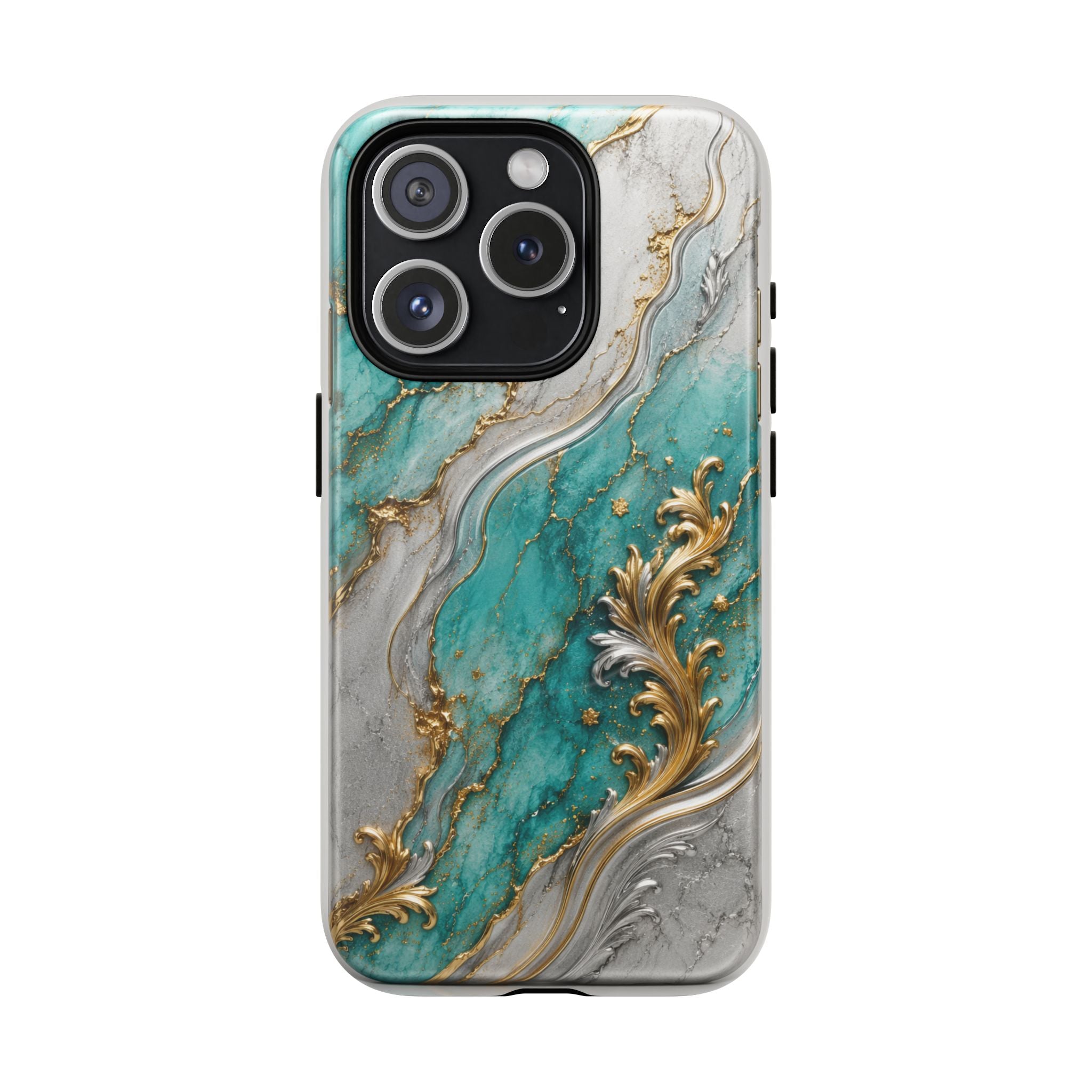 Copy of Magnetic Phone Case — Teal Marble Gold Agate Design