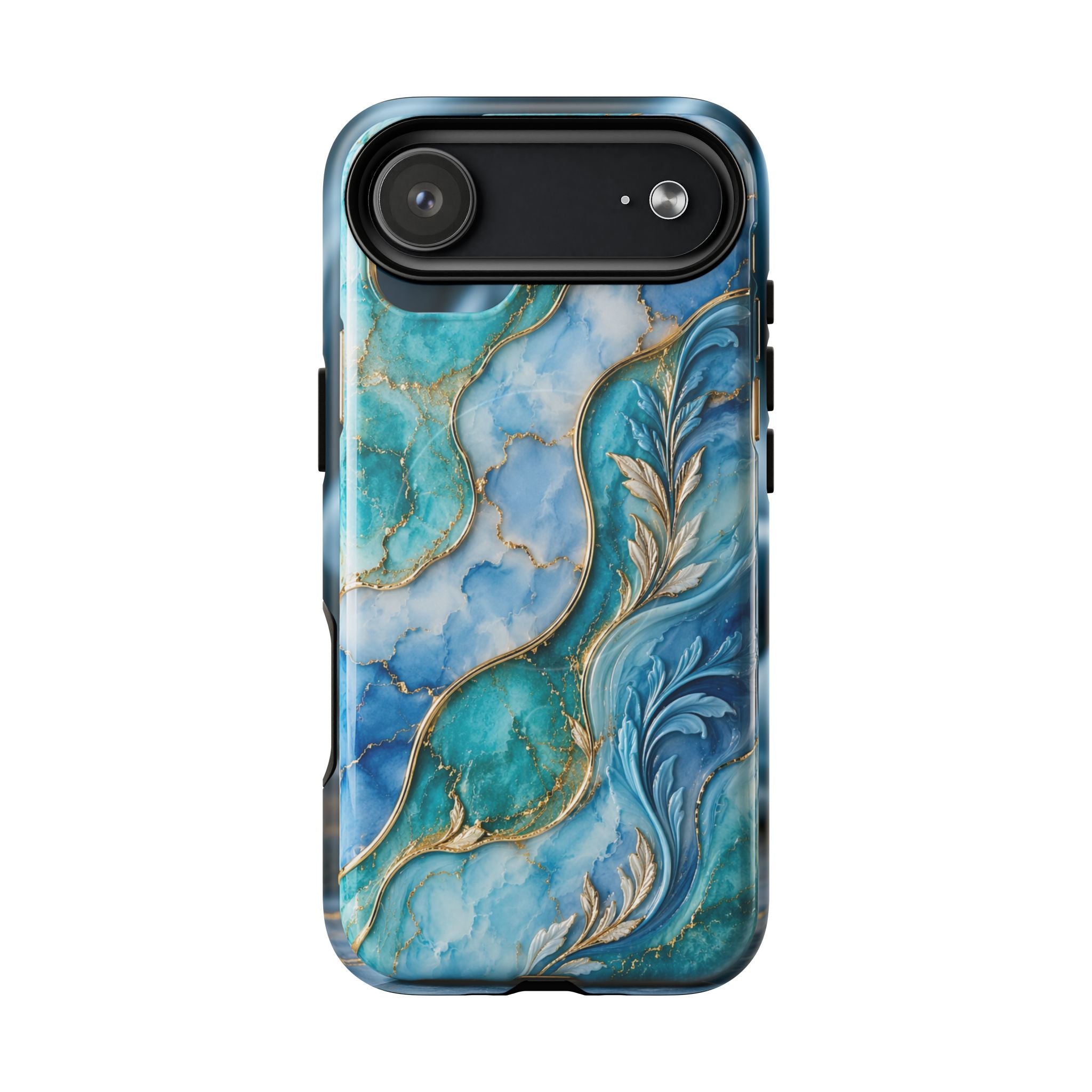 Copy of Magnetic Phone Case — Teal Marble Gold Agate Design