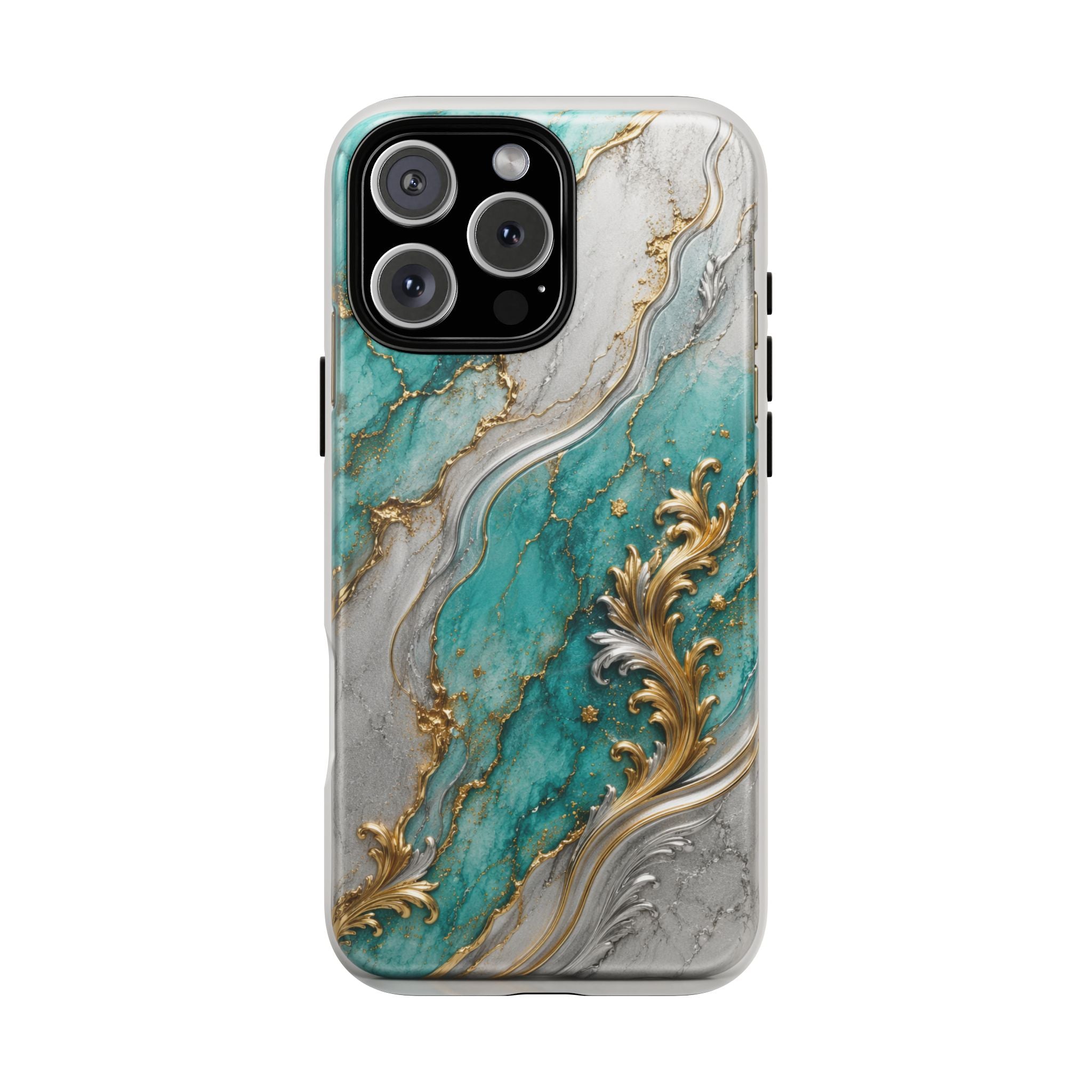 Copy of Magnetic Phone Case — Teal Marble Gold Agate Design
