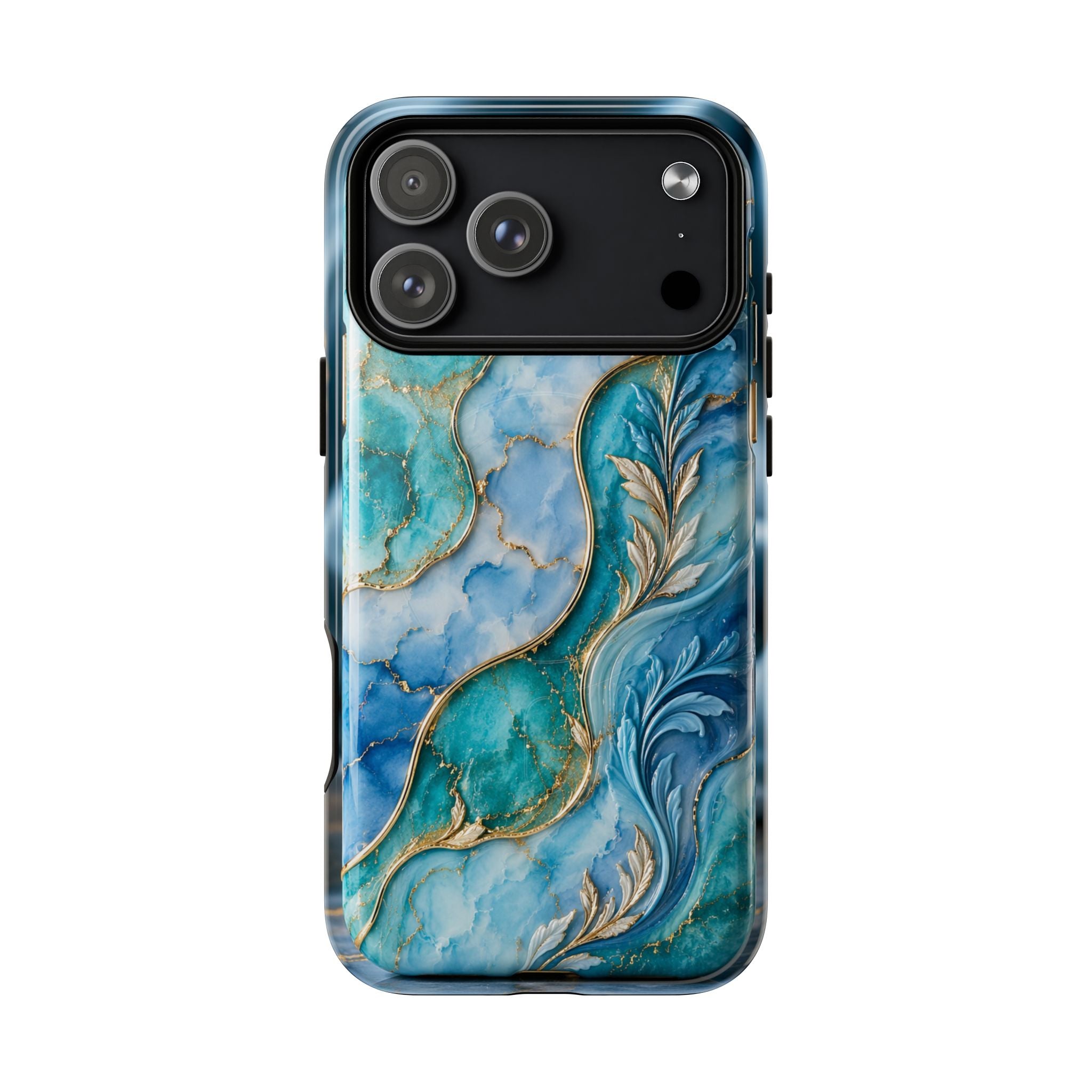 Copy of Magnetic Phone Case — Teal Marble Gold Agate Design