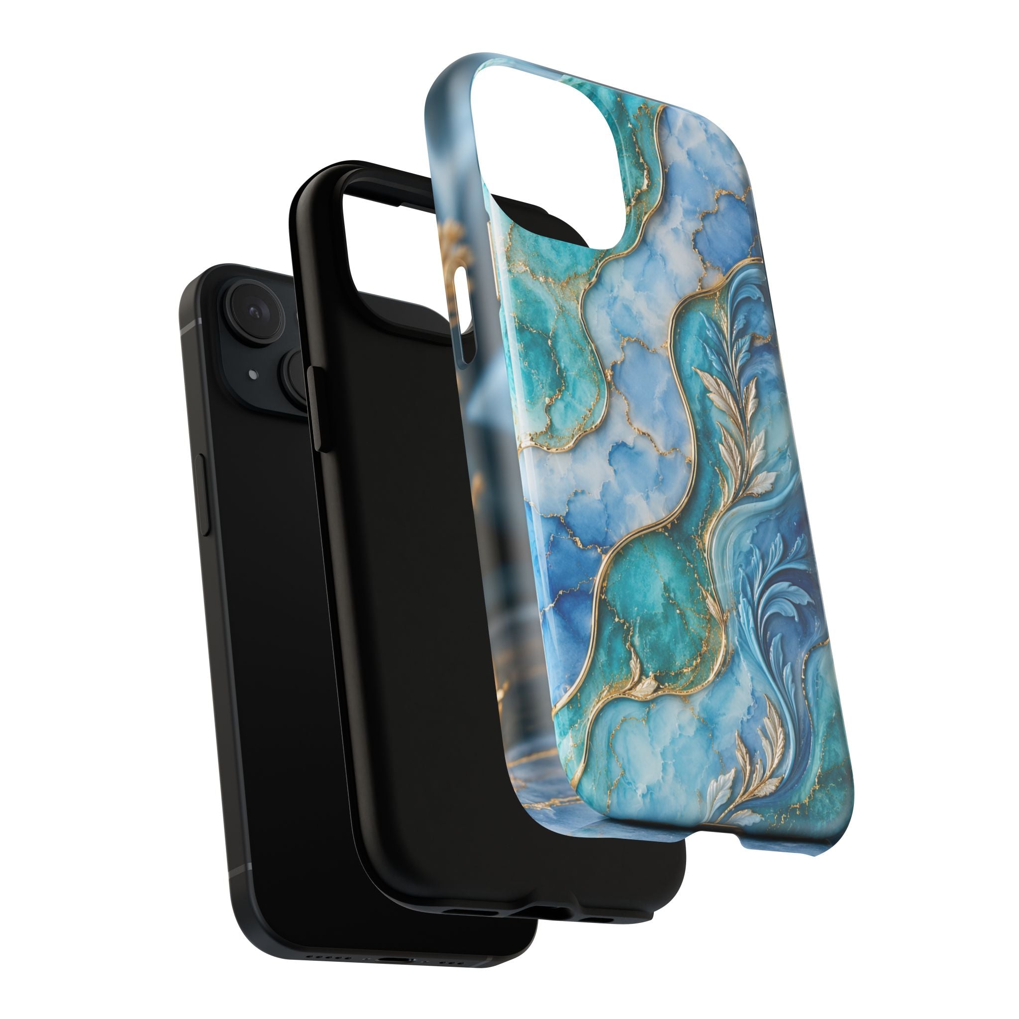 Copy of Magnetic Phone Case — Teal Marble Gold Agate Design