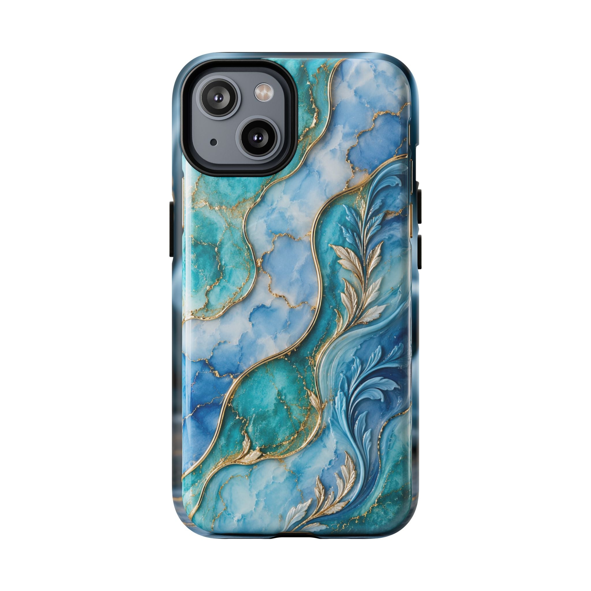 Copy of Magnetic Phone Case — Teal Marble Gold Agate Design