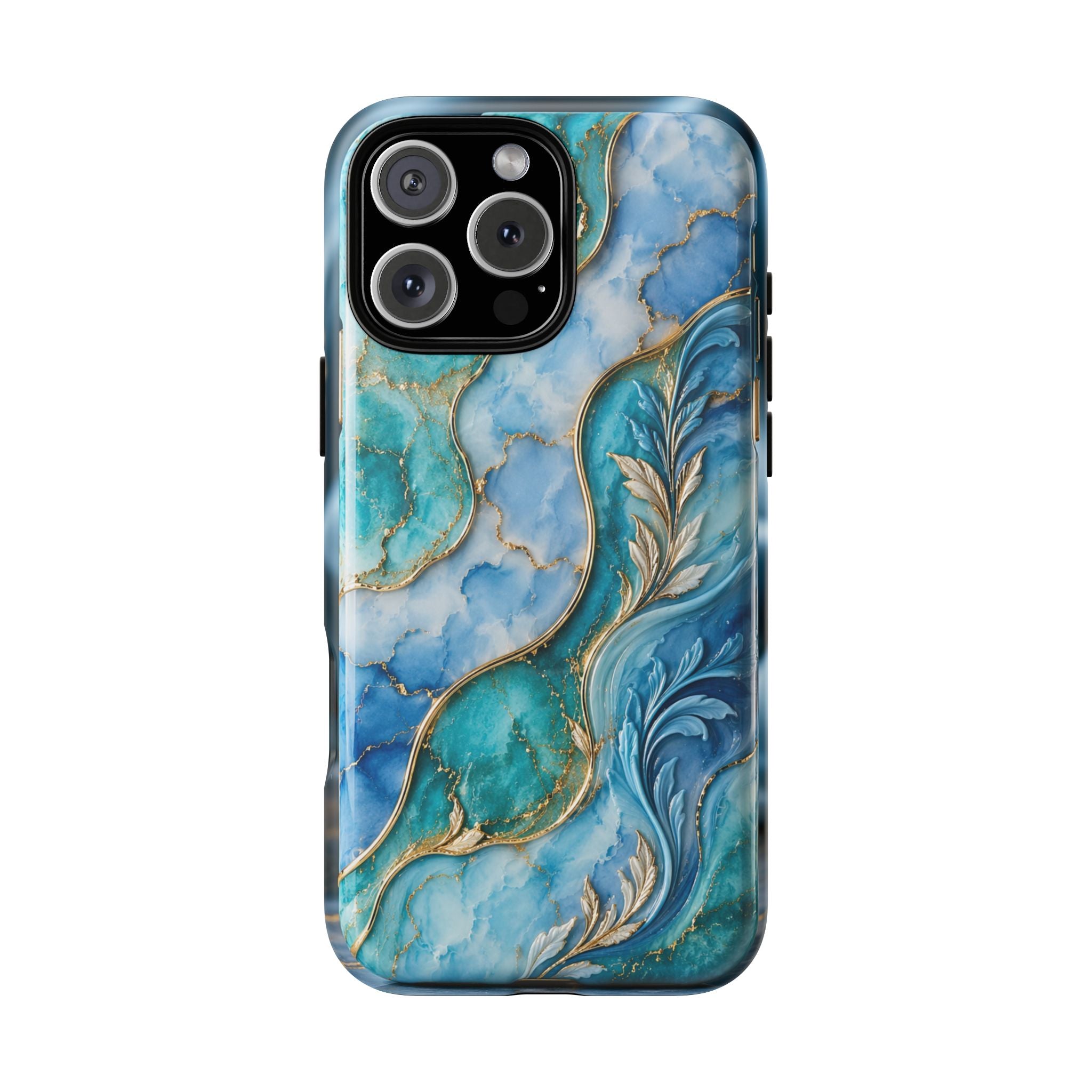 Copy of Magnetic Phone Case — Teal Marble Gold Agate Design