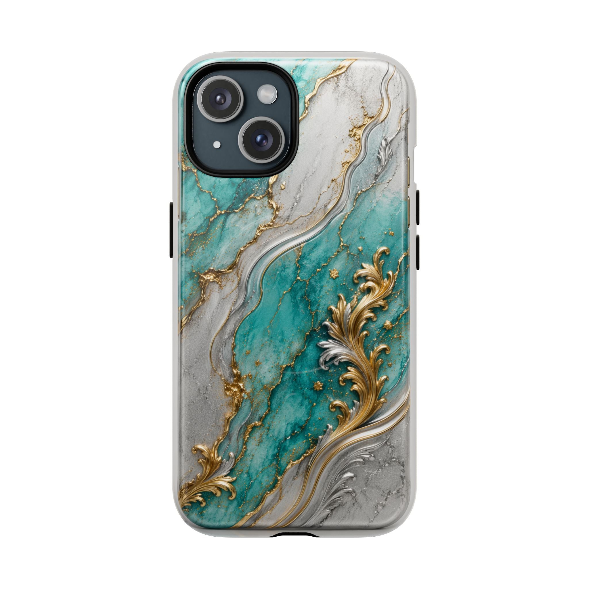 Copy of Magnetic Phone Case — Teal Marble Gold Agate Design