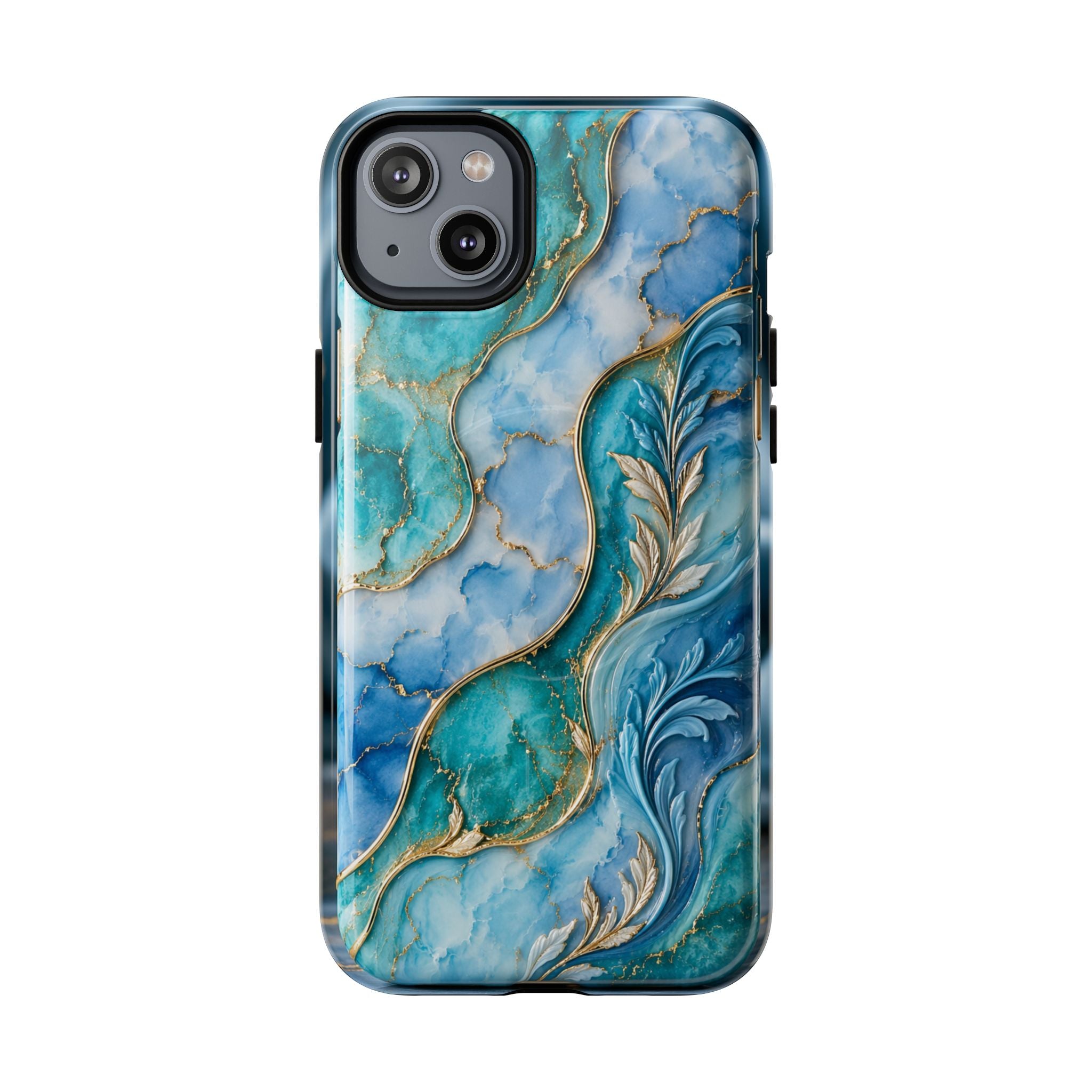 Copy of Magnetic Phone Case — Teal Marble Gold Agate Design