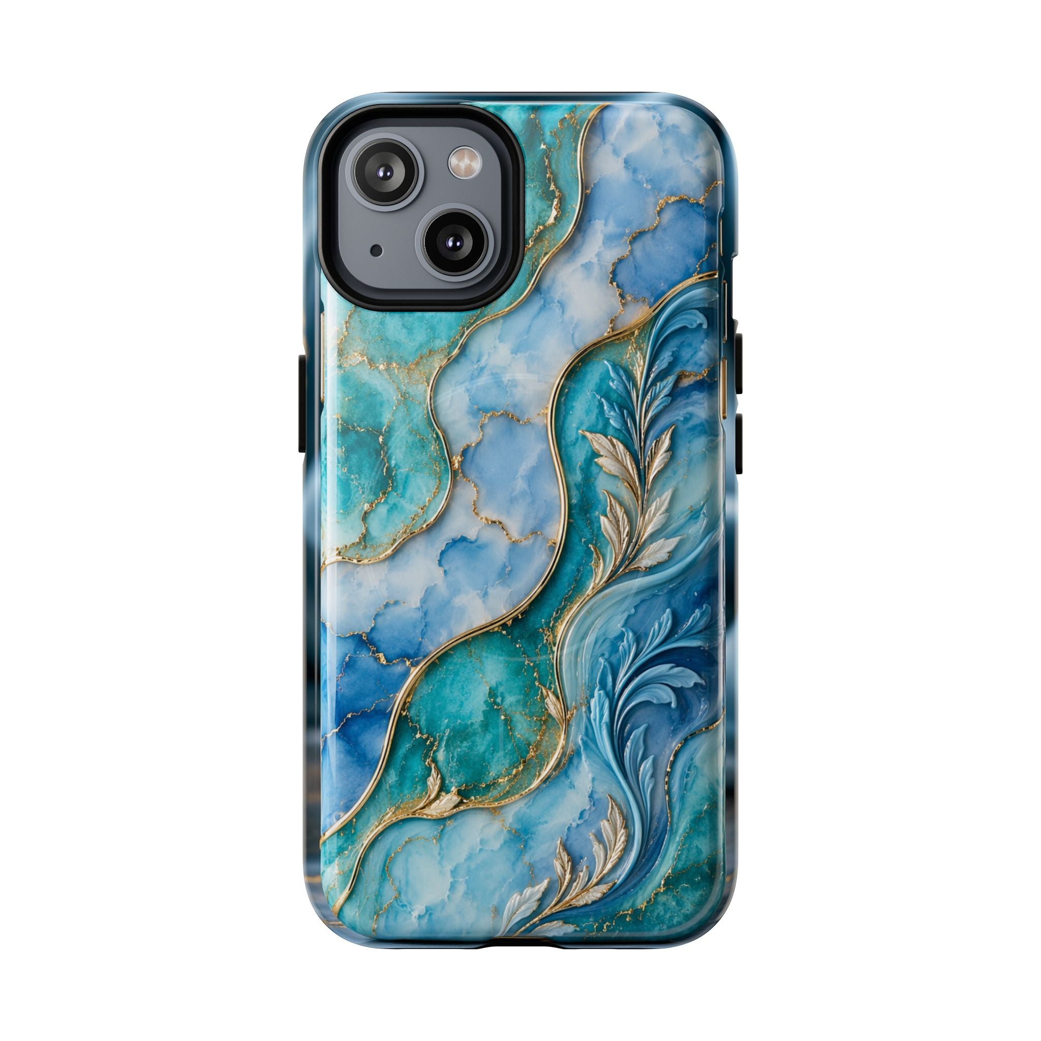 Copy of Magnetic Phone Case — Teal Marble Gold Agate Design