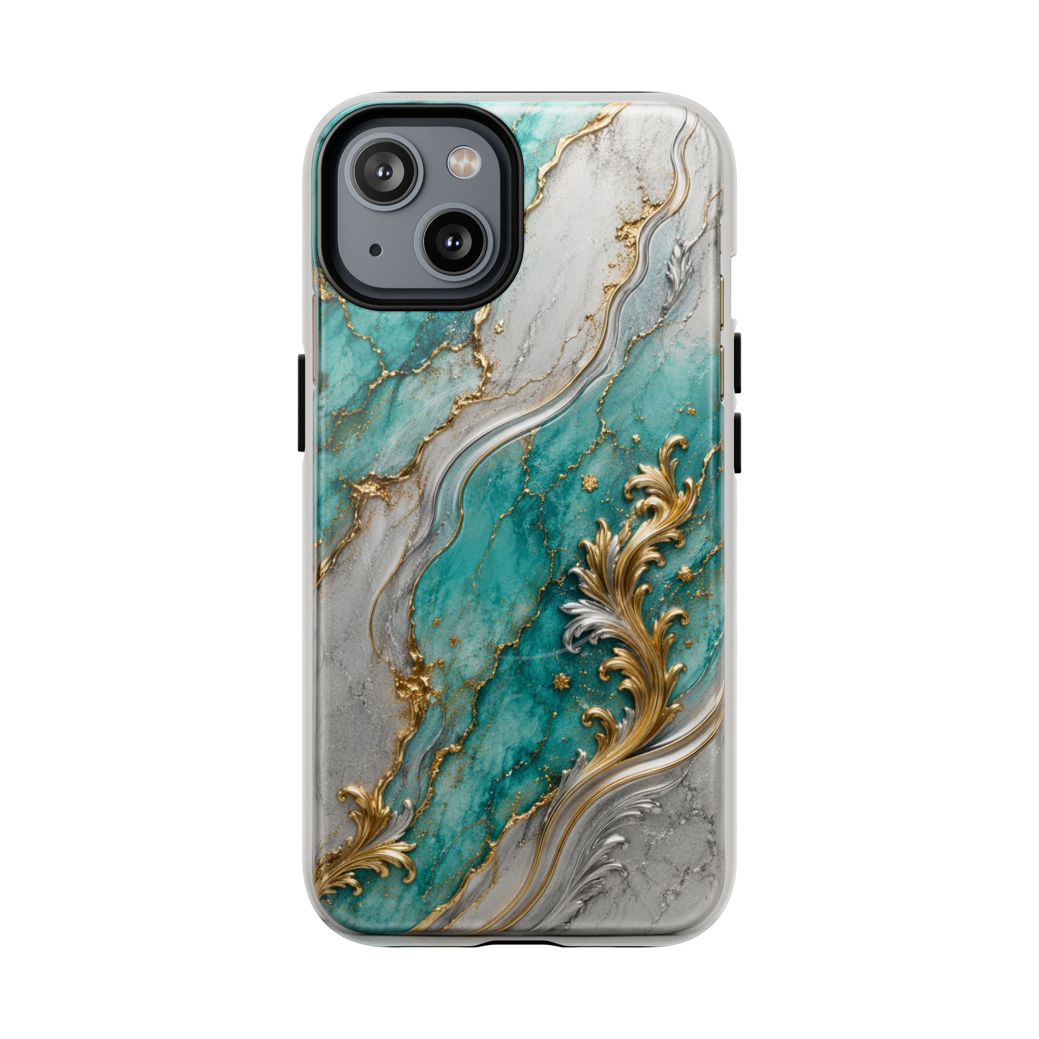 Copy of Magnetic Phone Case — Teal Marble Gold Agate Design