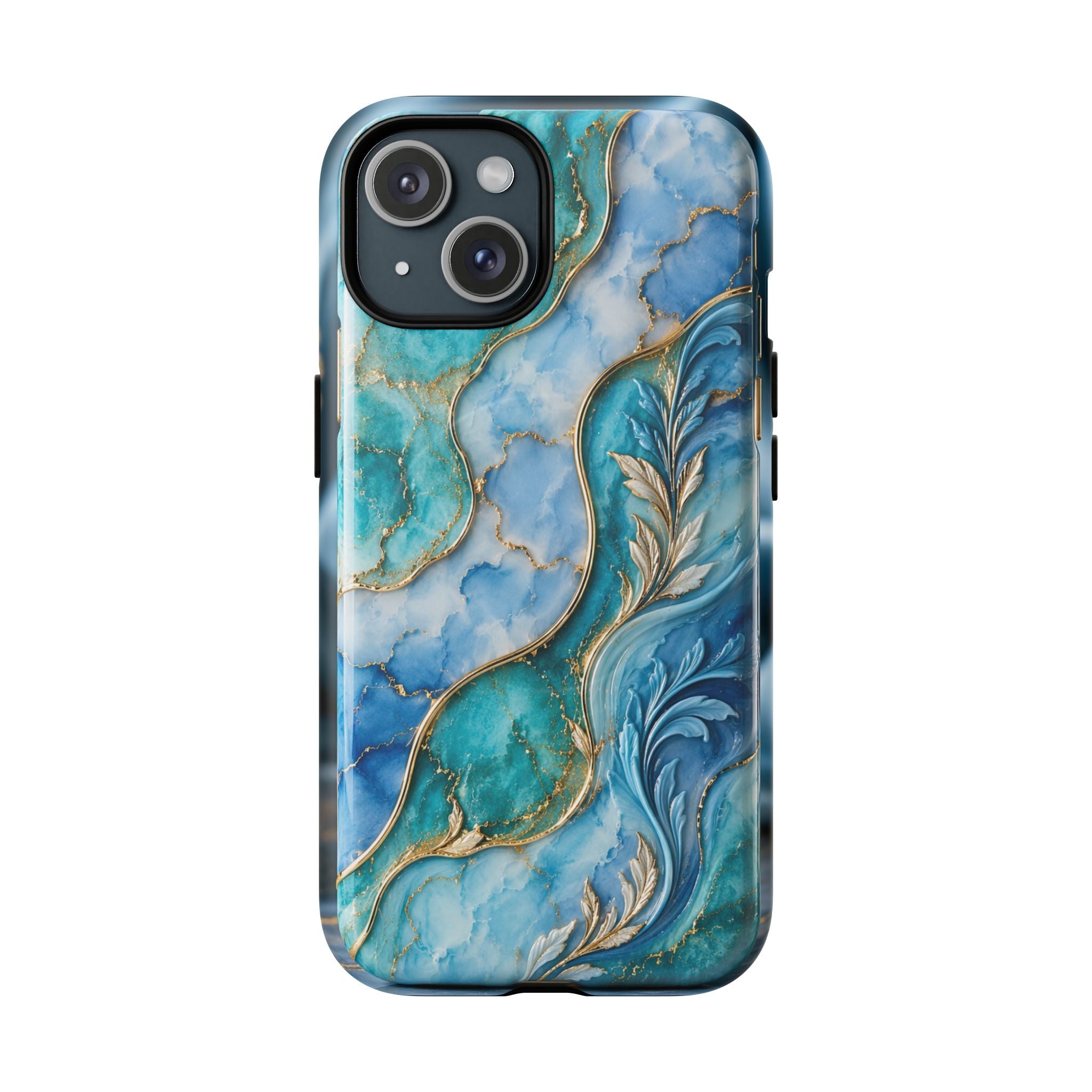 Copy of Magnetic Phone Case — Teal Marble Gold Agate Design
