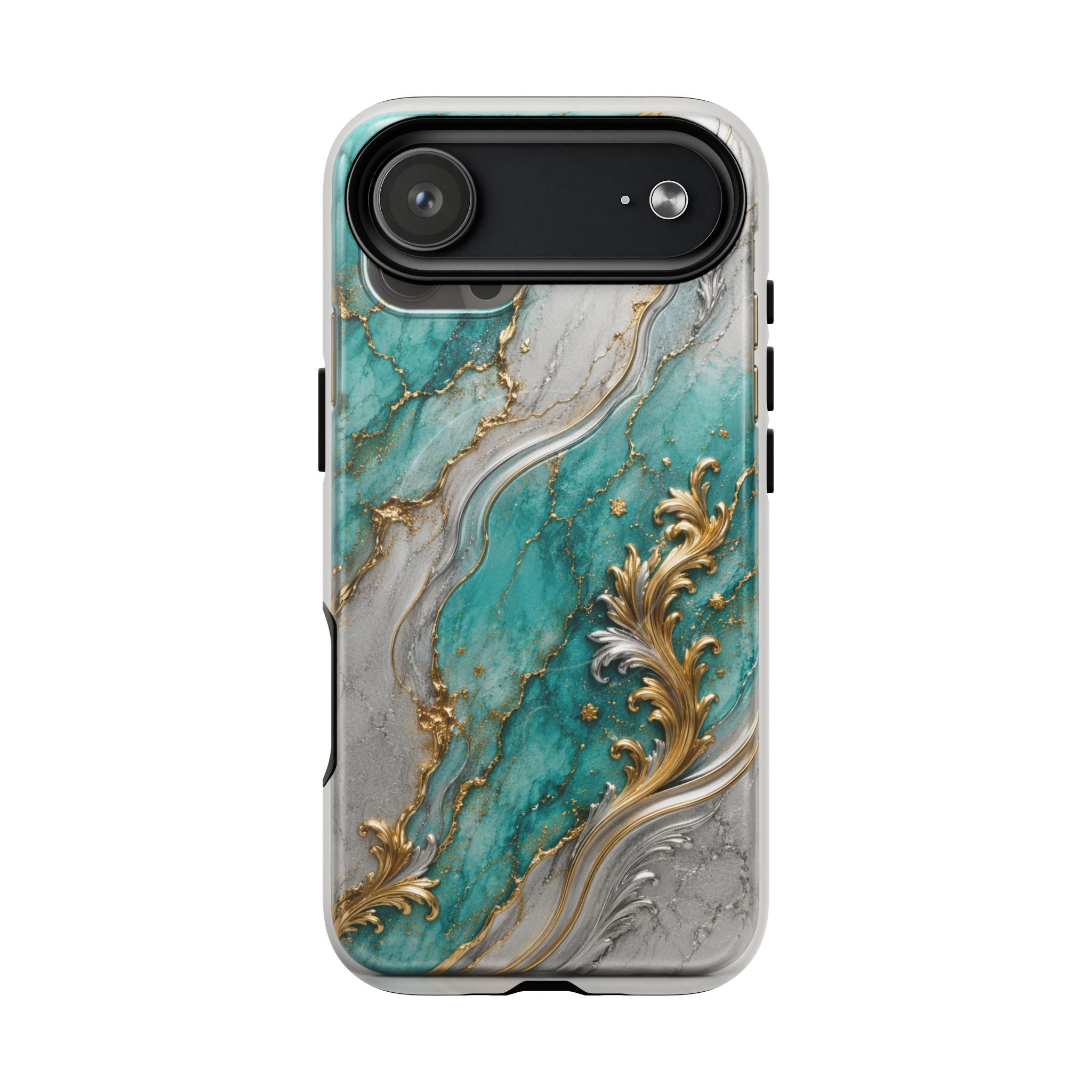 Copy of Magnetic Phone Case — Teal Marble Gold Agate Design