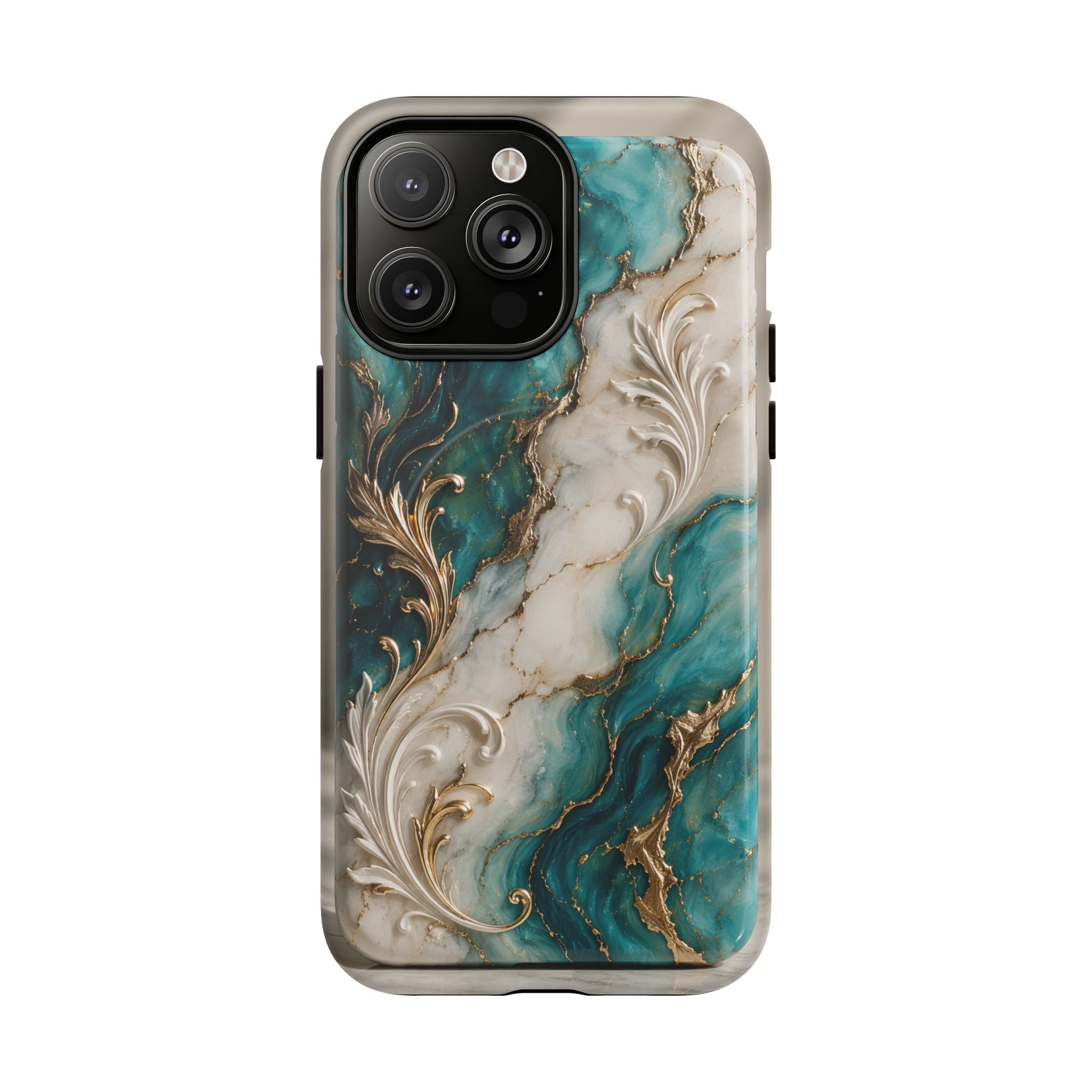 Copy of Magnetic Phone Case — Teal Marble Gold Agate Design