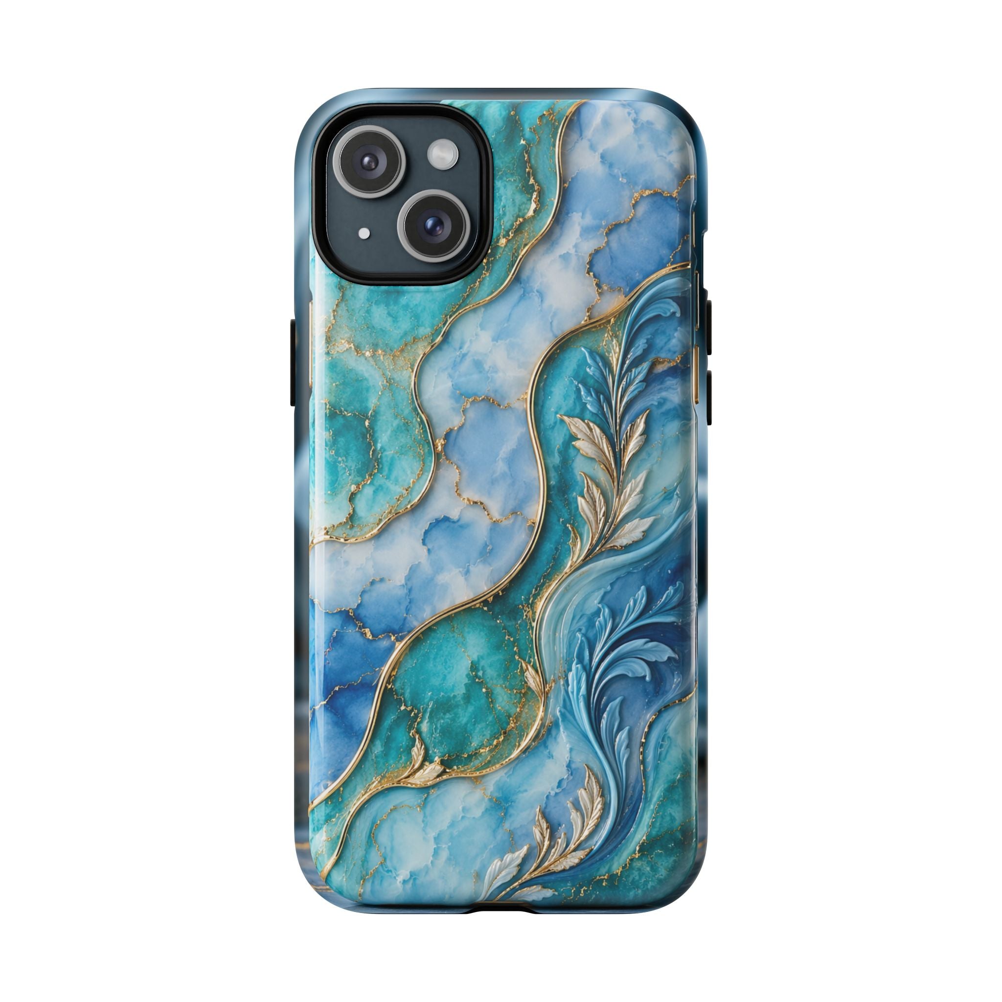 Copy of Magnetic Phone Case — Teal Marble Gold Agate Design