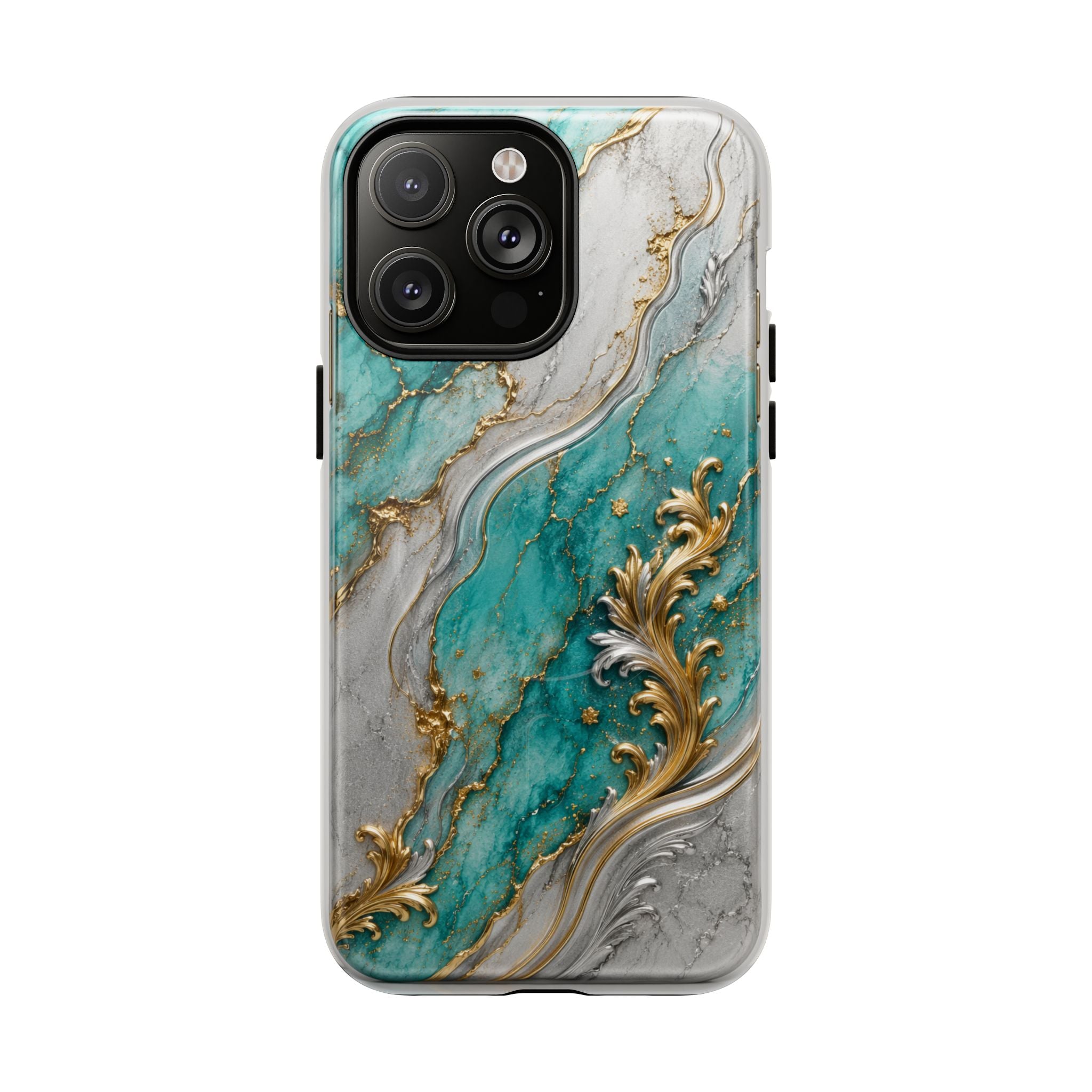 Copy of Magnetic Phone Case — Teal Marble Gold Agate Design
