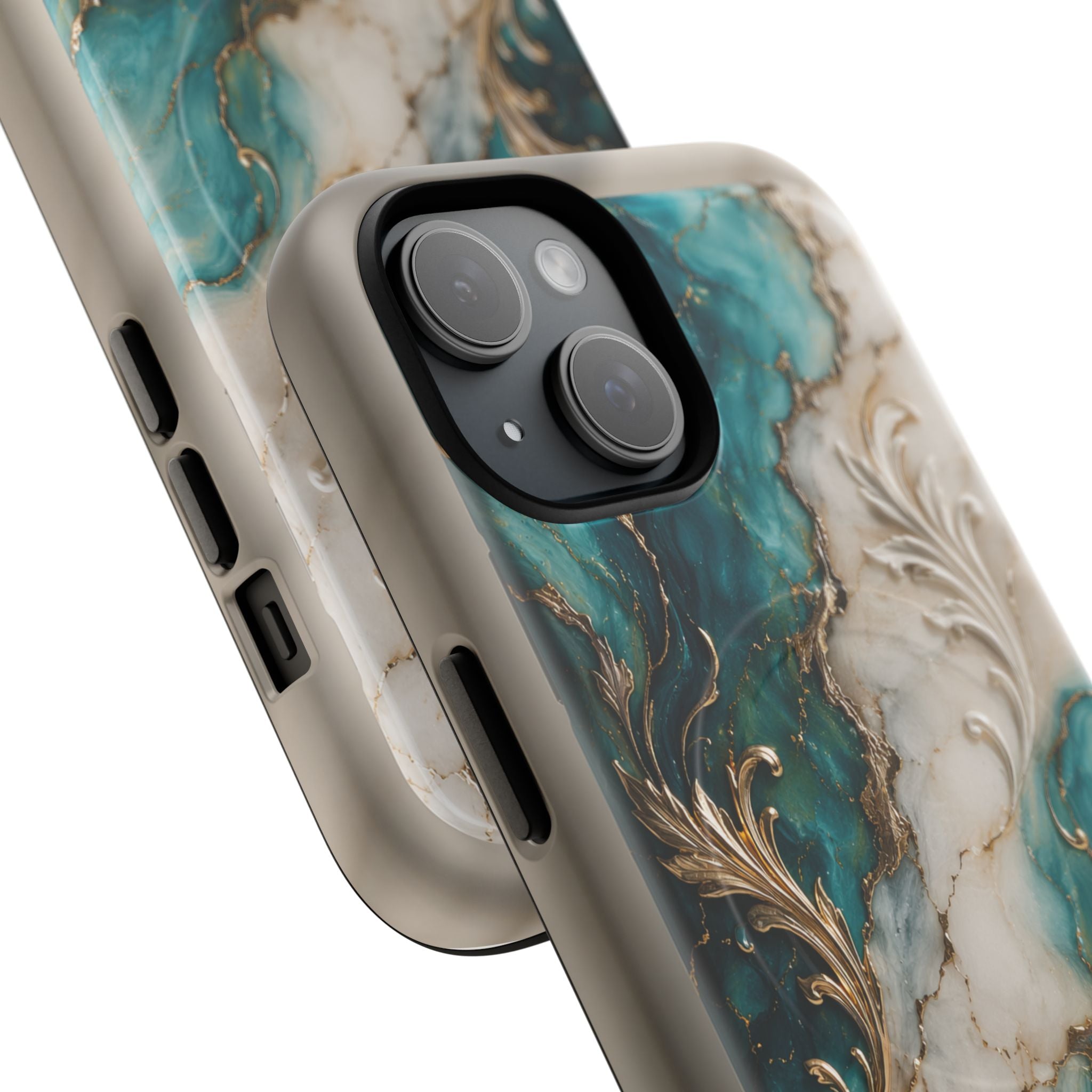 Copy of Magnetic Phone Case — Teal Marble Gold Agate Design