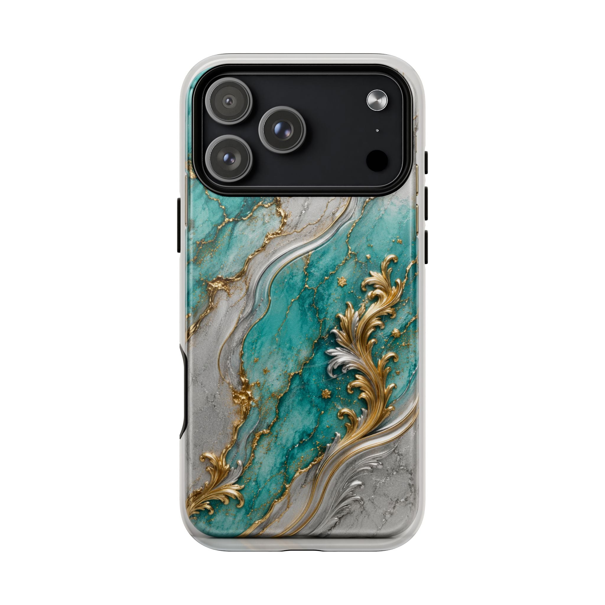 Copy of Magnetic Phone Case — Teal Marble Gold Agate Design