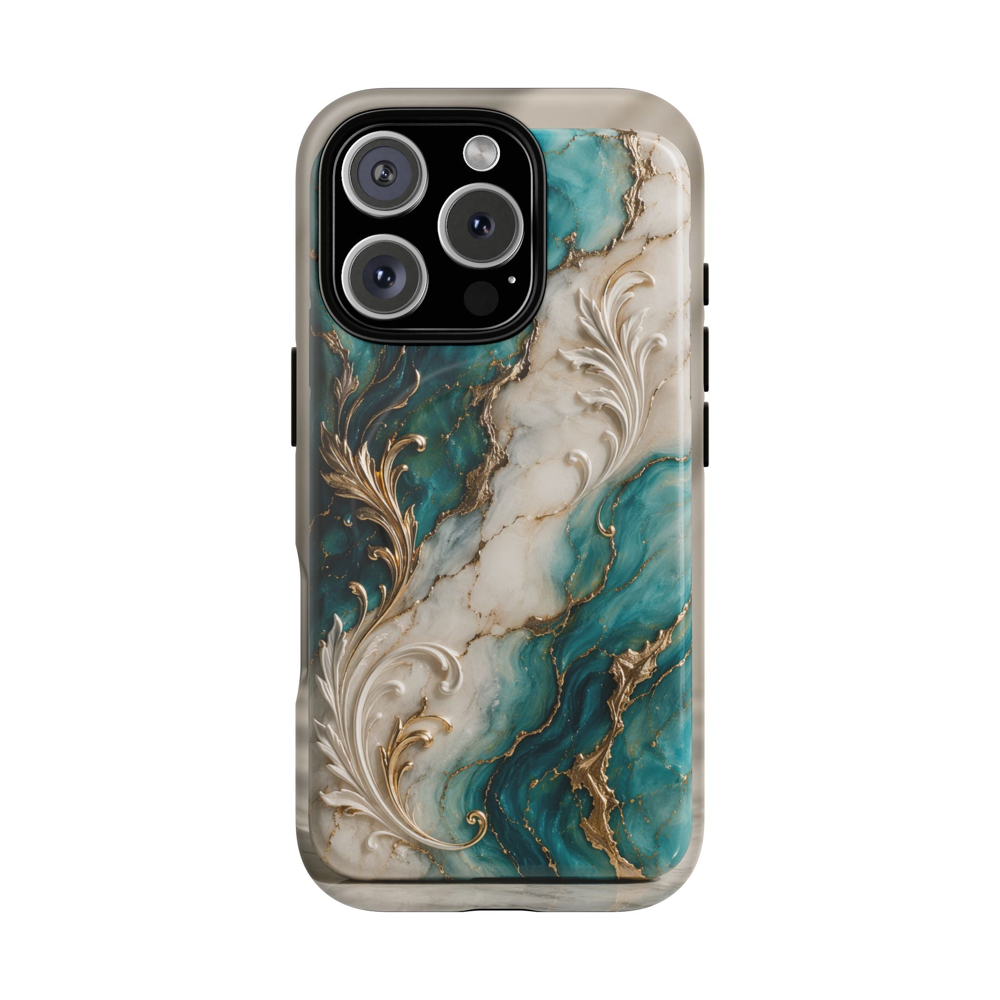 Copy of Magnetic Phone Case — Teal Marble Gold Agate Design