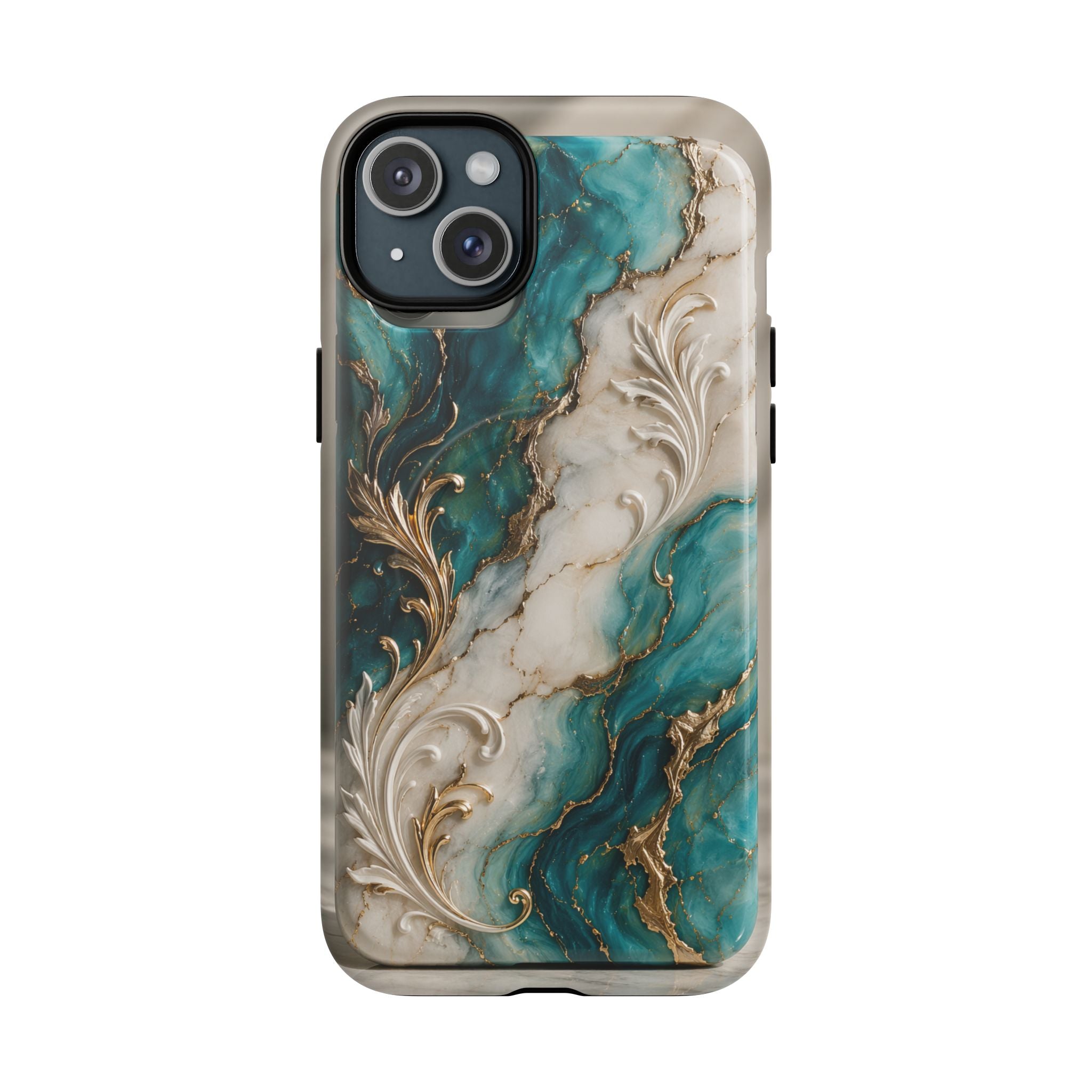 Copy of Magnetic Phone Case — Teal Marble Gold Agate Design