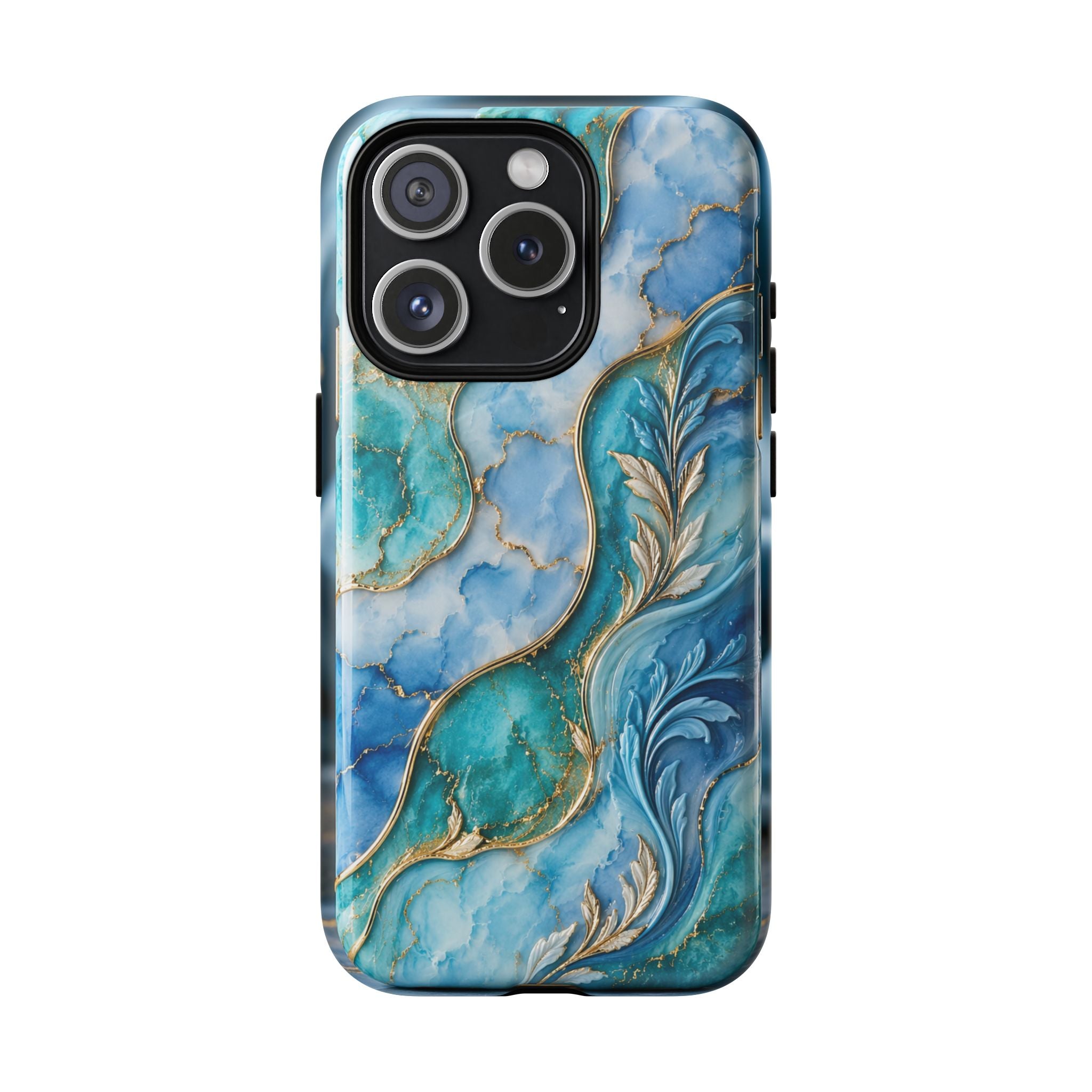 Copy of Magnetic Phone Case — Teal Marble Gold Agate Design