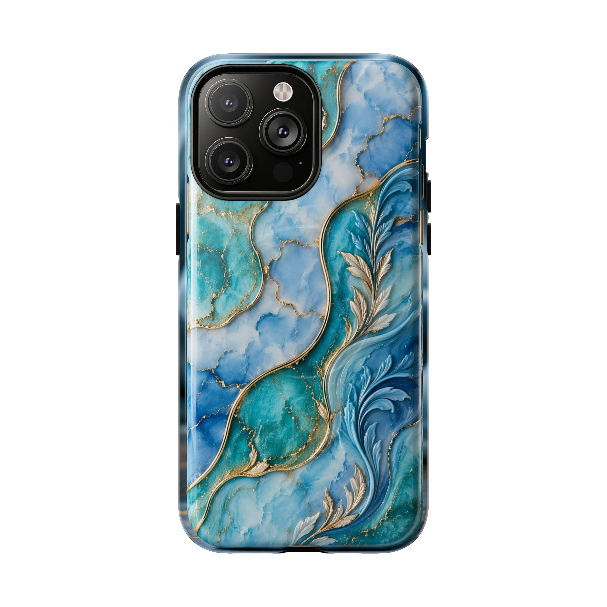 Copy of Magnetic Phone Case — Teal Marble Gold Agate Design