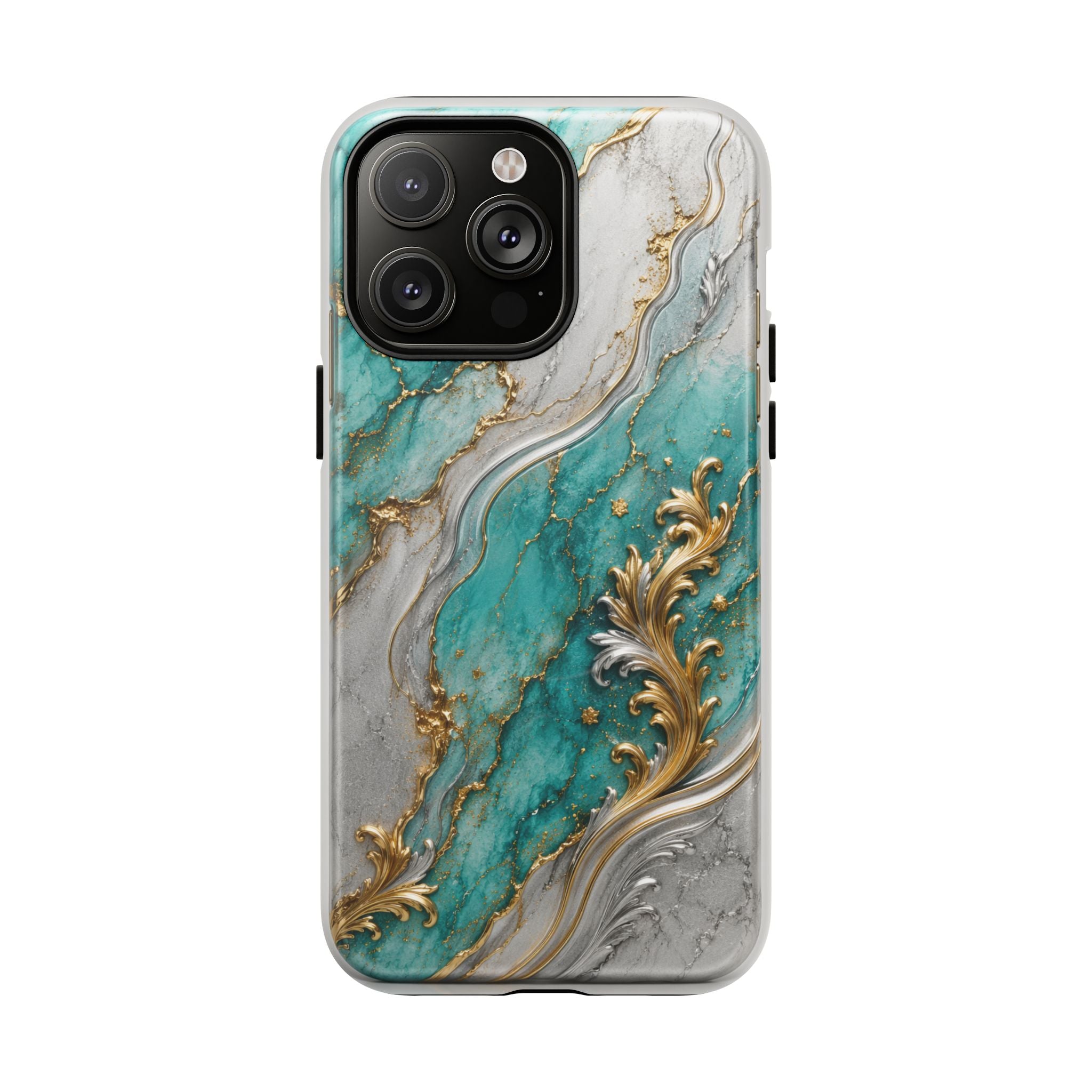 Copy of Magnetic Phone Case — Teal Marble Gold Agate Design