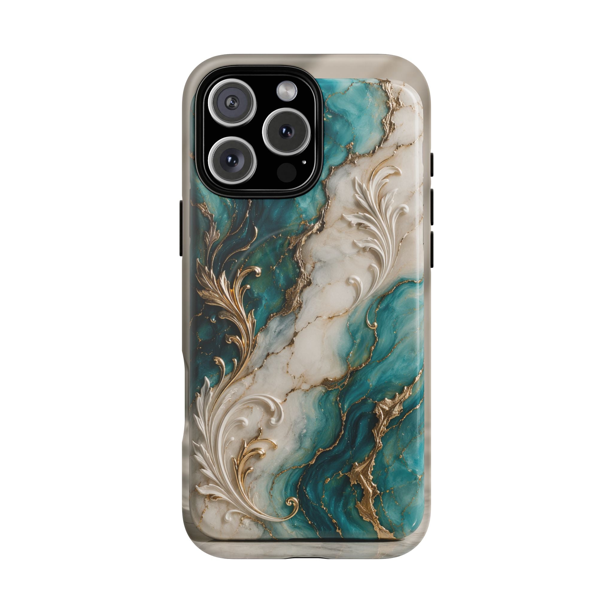 Copy of Magnetic Phone Case — Teal Marble Gold Agate Design