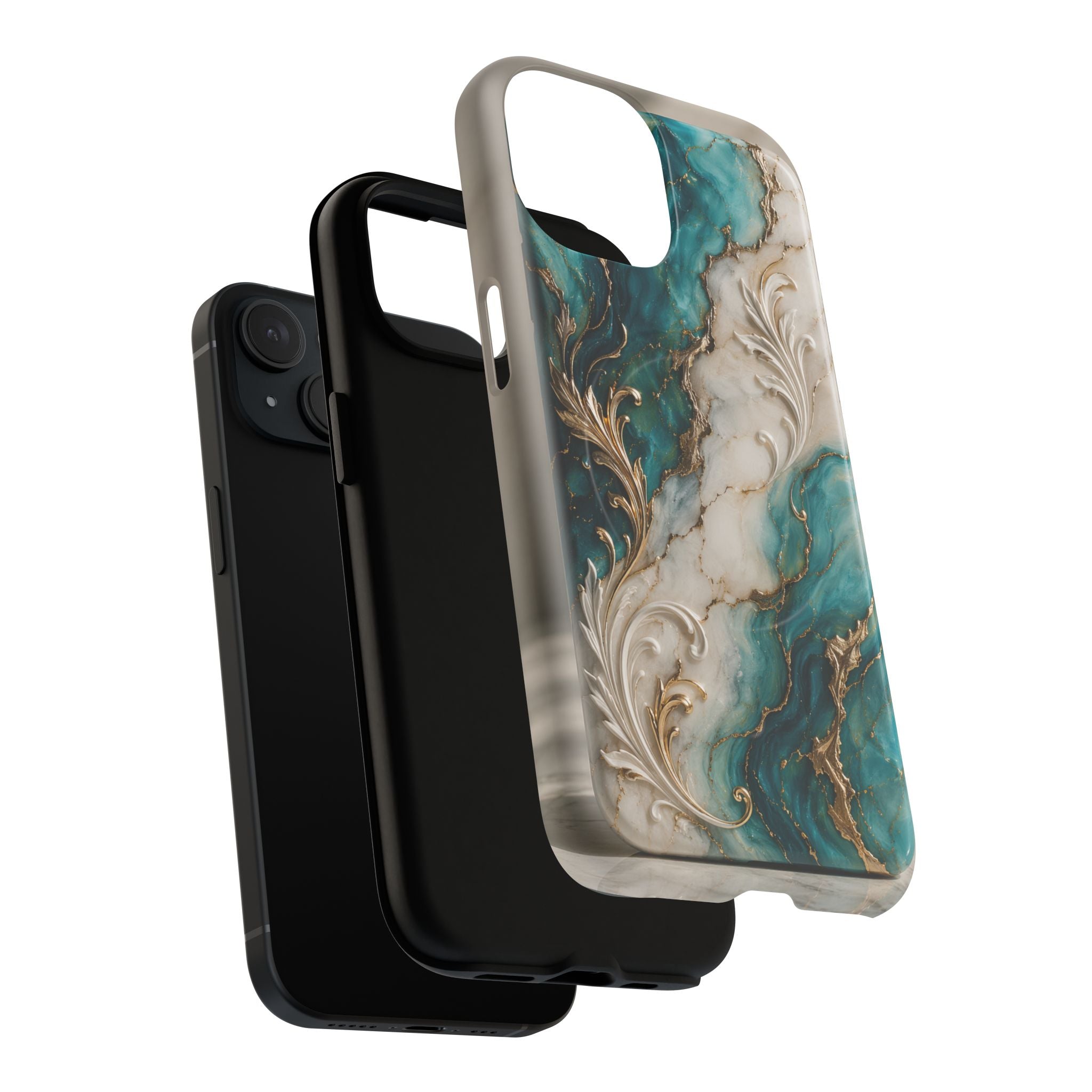 Copy of Magnetic Phone Case — Teal Marble Gold Agate Design