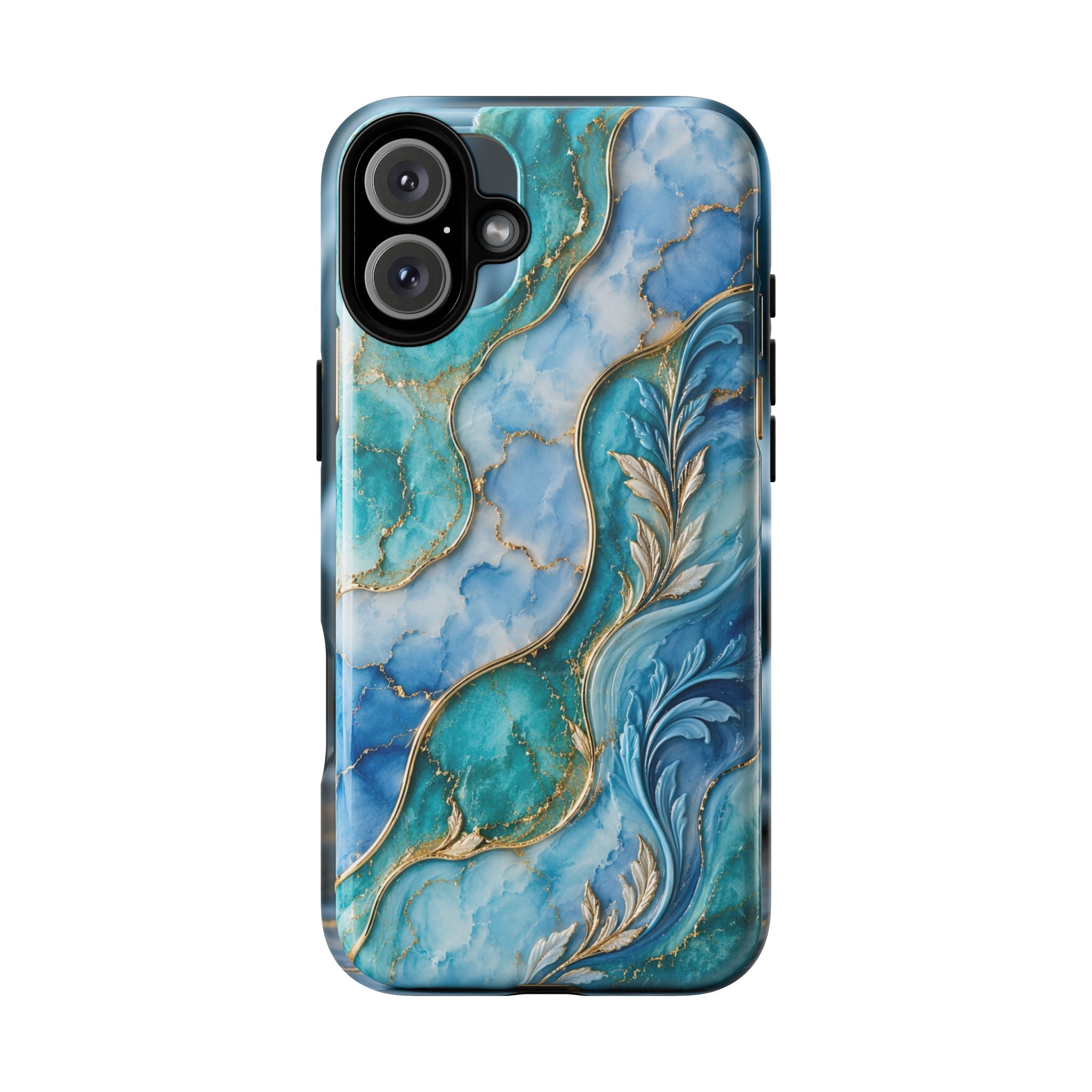 Copy of Magnetic Phone Case — Teal Marble Gold Agate Design