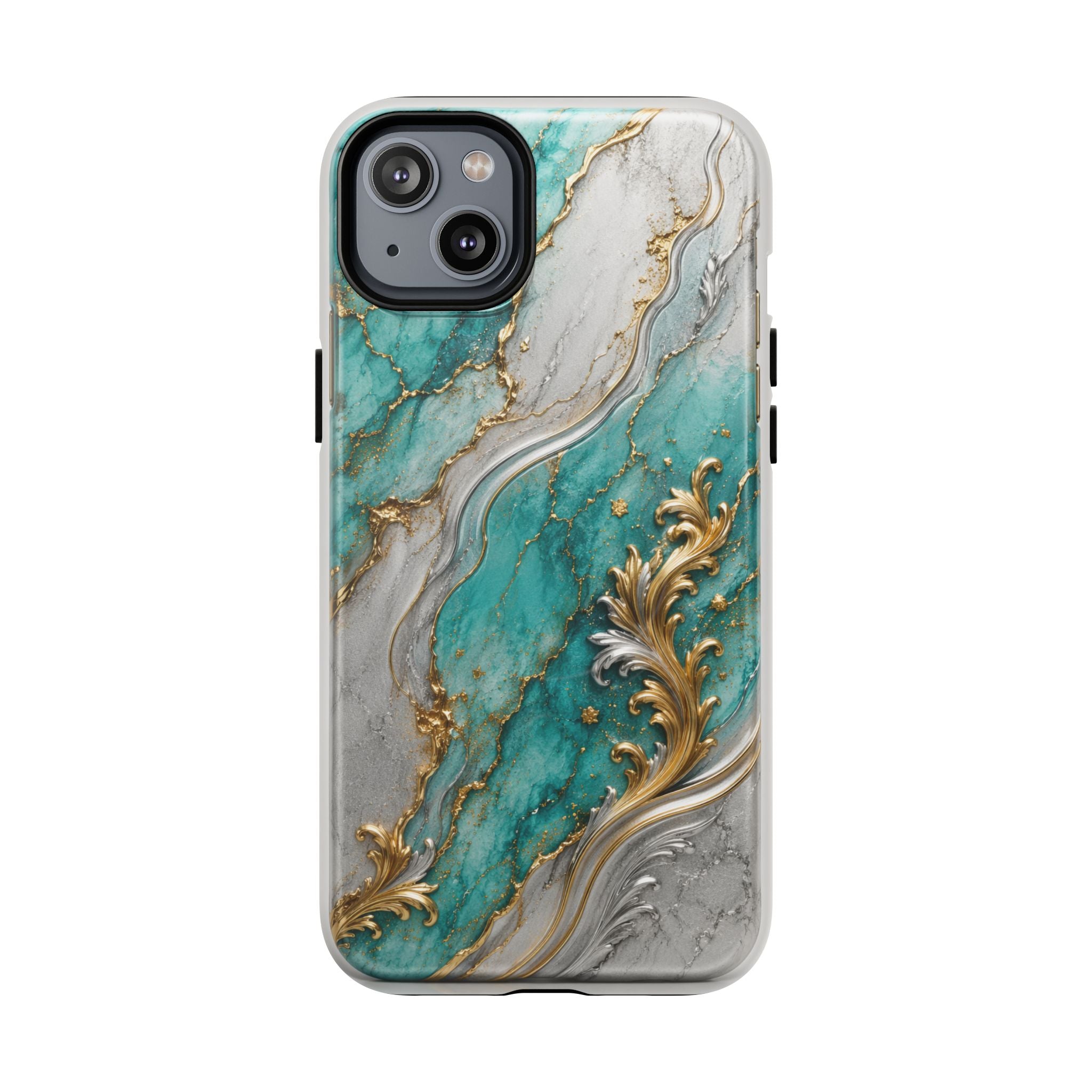 Copy of Magnetic Phone Case — Teal Marble Gold Agate Design