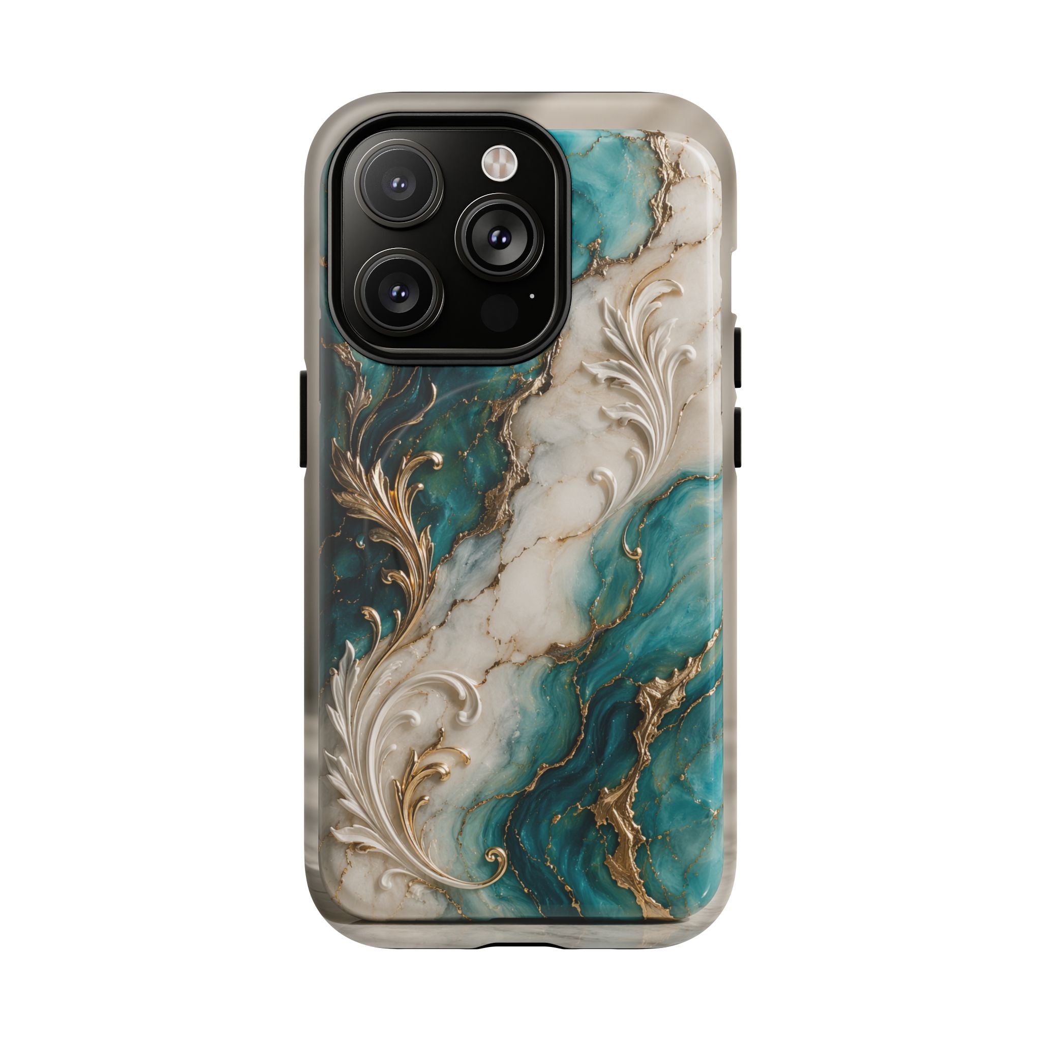 Copy of Magnetic Phone Case — Teal Marble Gold Agate Design