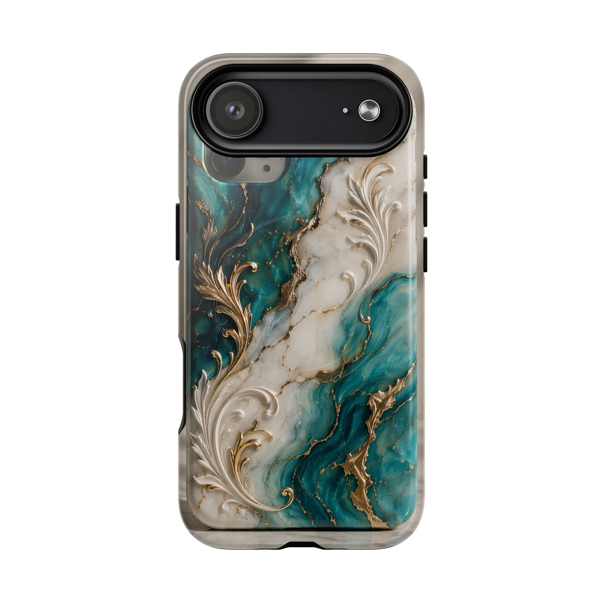 Copy of Magnetic Phone Case — Teal Marble Gold Agate Design