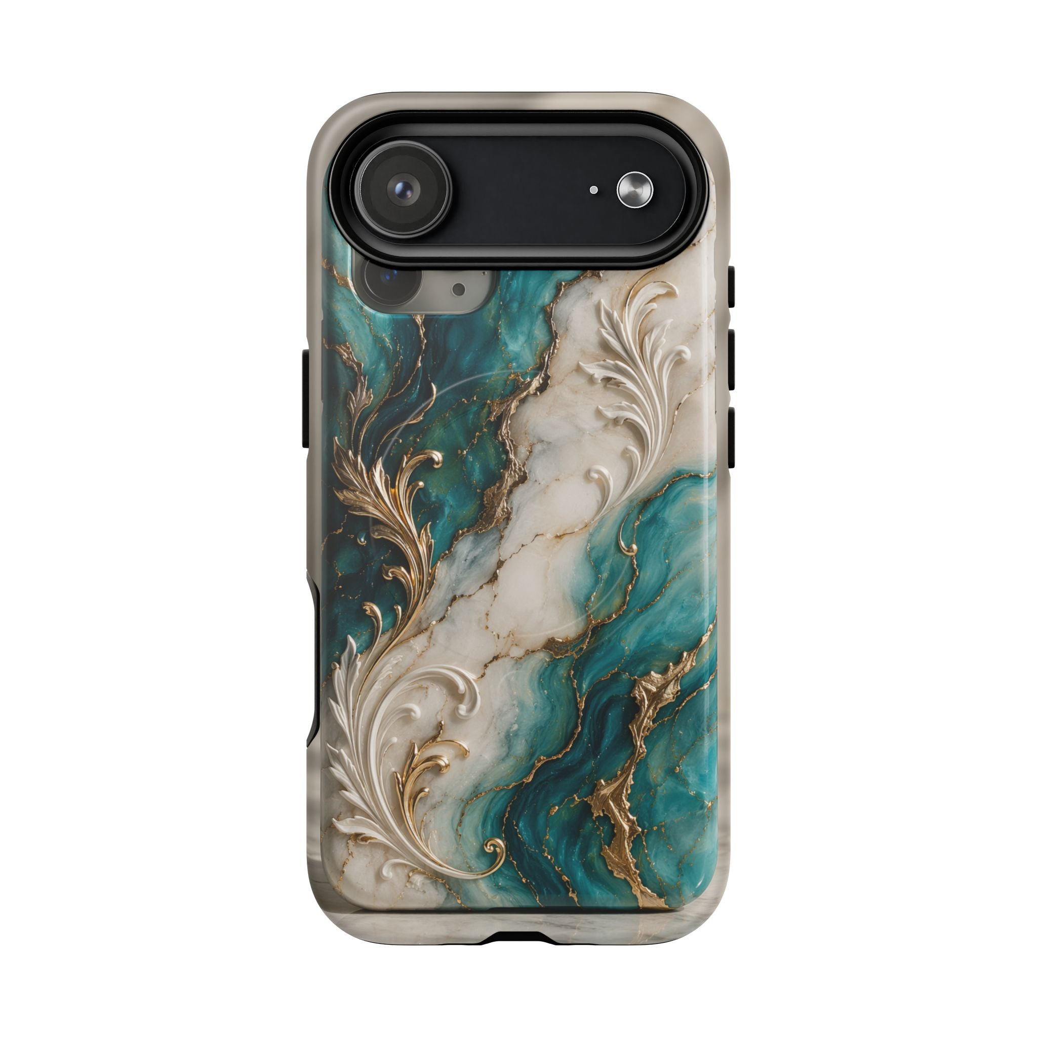 Copy of Magnetic Phone Case — Teal Marble Gold Agate Design