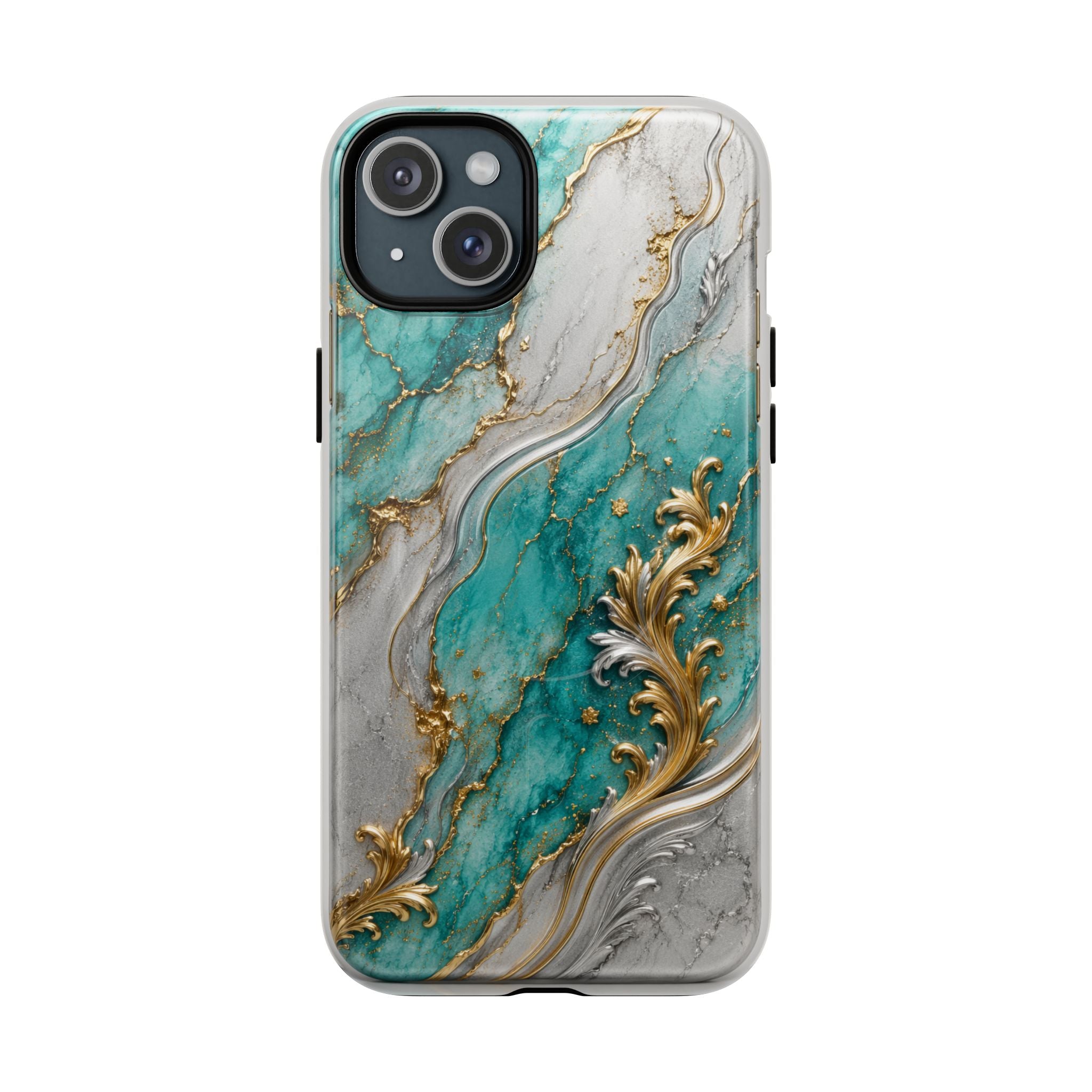 Copy of Magnetic Phone Case — Teal Marble Gold Agate Design
