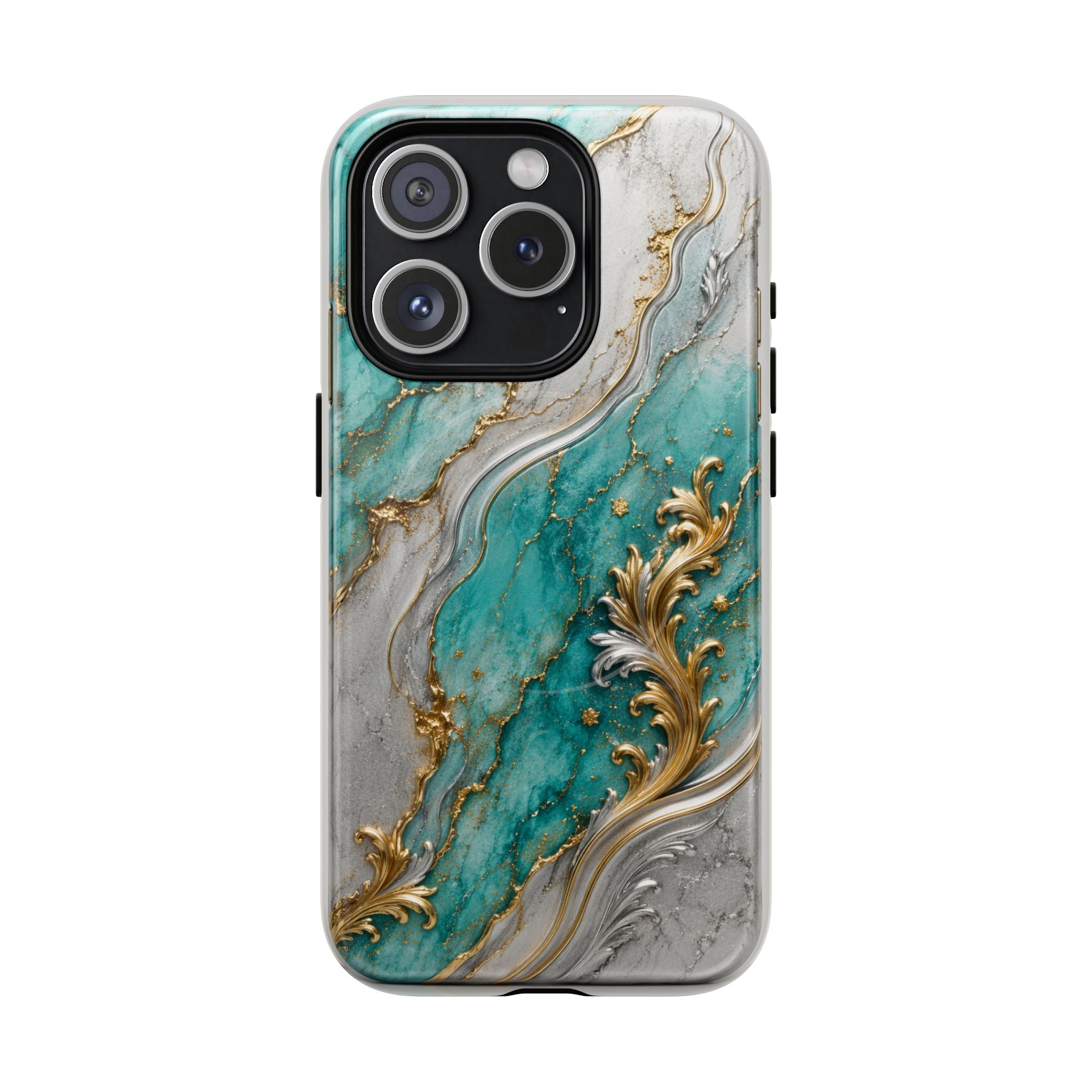 Copy of Magnetic Phone Case — Teal Marble Gold Agate Design
