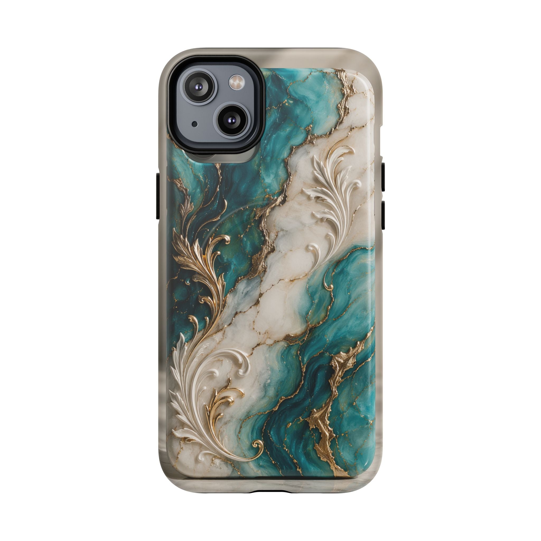 Copy of Magnetic Phone Case — Teal Marble Gold Agate Design