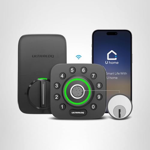 ULTRALOQ U-Bolt Pro WiFi Smart Lock with Door Sensor, 8-in-1 Keyless Entry Door Lock with Fingerprint ID, App Remote Control, Built-in WiFi Keypad Deadbolt, Auto Unlock, IP65 Waterproof, Easy Install