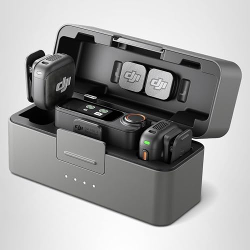DJI Mic 3 (2 TX + 1 RX + Charging Case), Wireless Microphone for iPhone/Camera/Android, Ultralight, Adaptive Gain Control for Balanced Volume, Dual Band Anti-Interference, 28hrs Use, Vlog