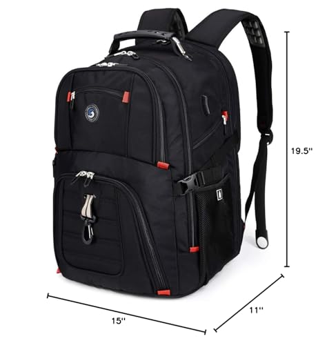 SHRRADOO Extra Large 50L Travel Laptop Backpack with combination lock, College High School Backpack Airline Approved Business Work Bag Fits 17 Inch Computer for Men Women