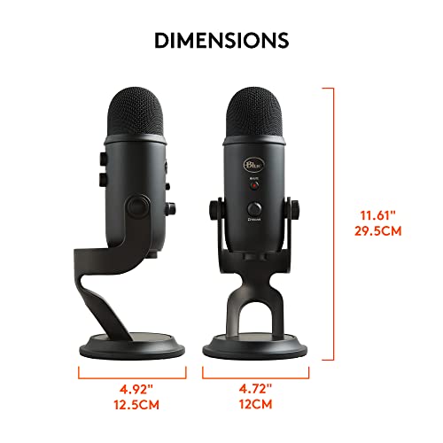 Logitech Creators Blue Yeti USB Microphone for PC, Mac, Gaming, Recording, Streaming, Podcasting, Studio and Computer Condenser Mic with Blue VO!CE effects, 4 Pickup Patterns, Plug and Play - Blackout