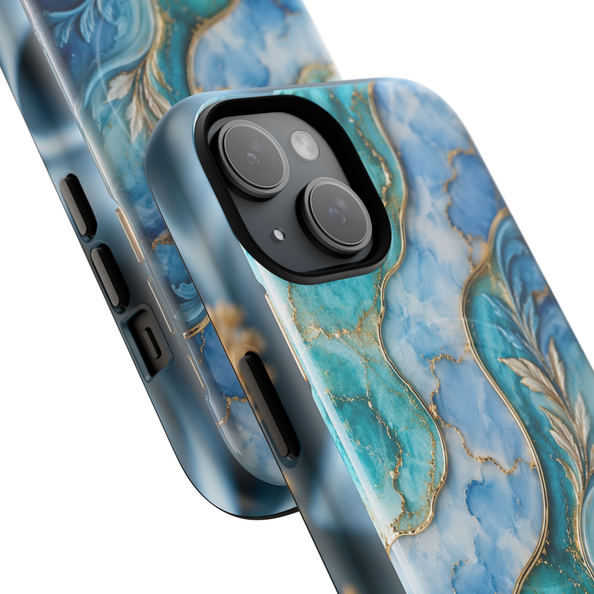 Copy of Magnetic Phone Case — Teal Marble Gold Agate Design