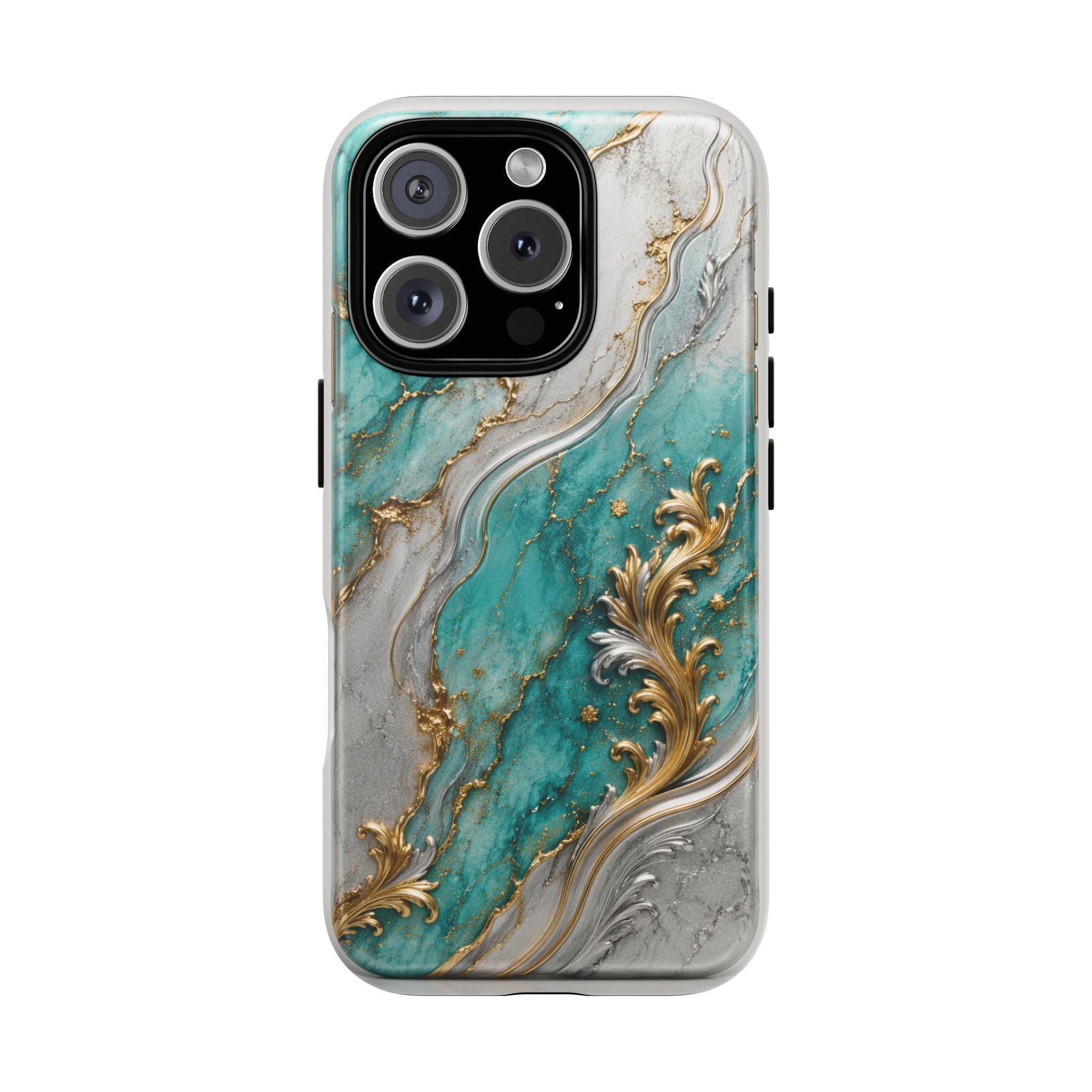 Copy of Magnetic Phone Case — Teal Marble Gold Agate Design