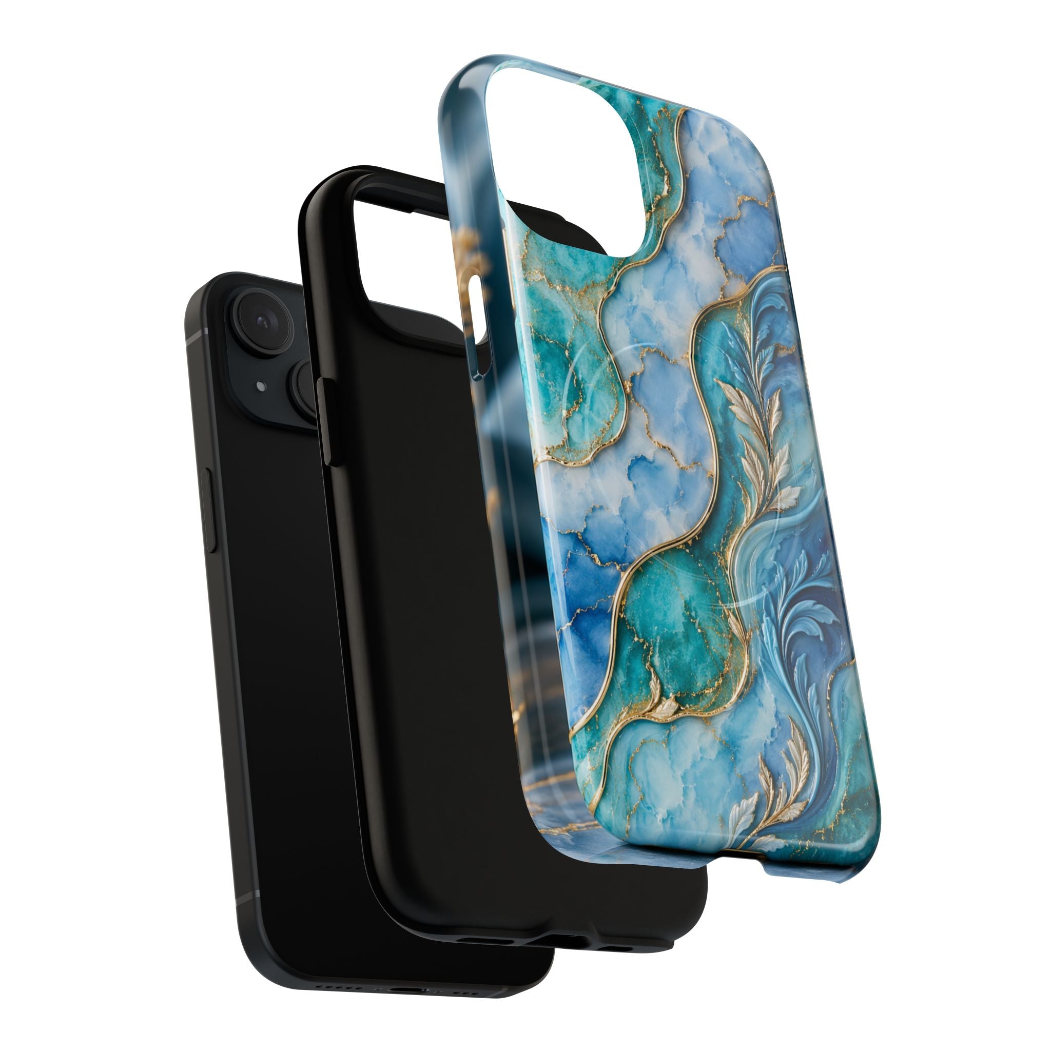 Copy of Magnetic Phone Case — Teal Marble Gold Agate Design