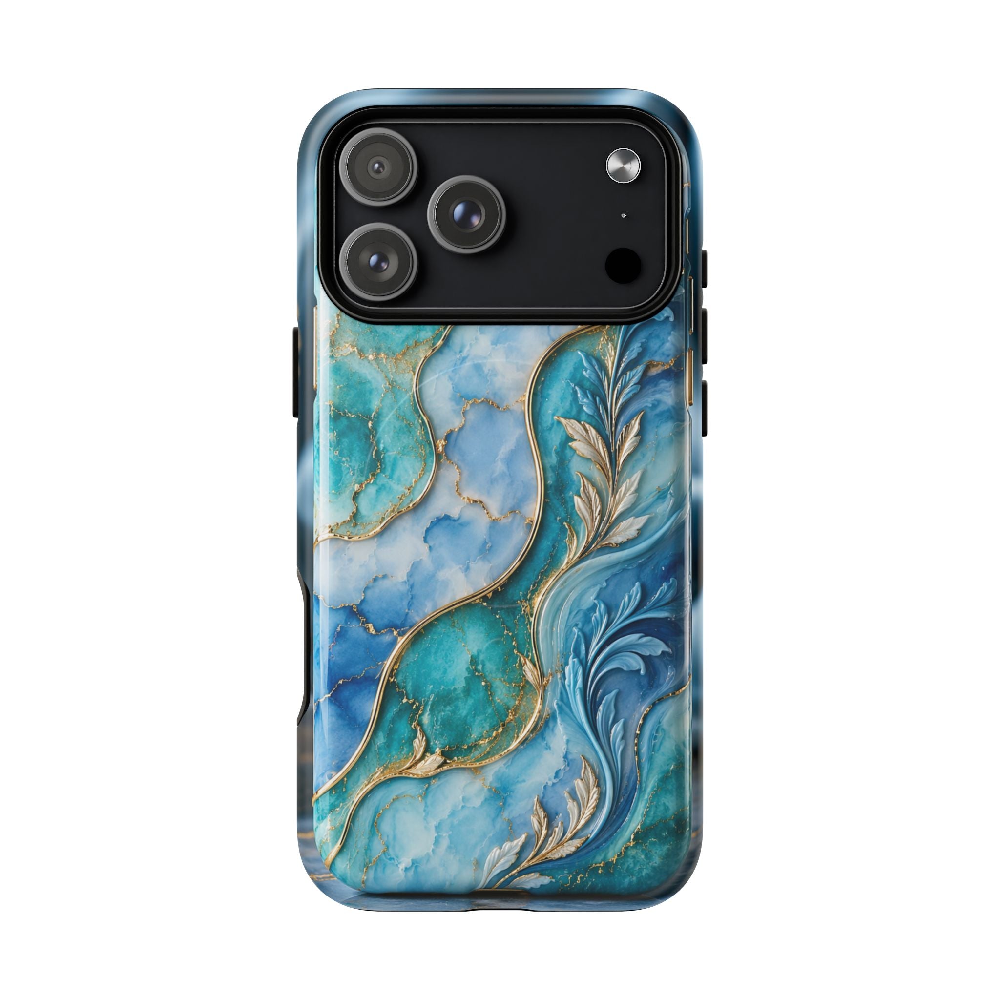 Copy of Magnetic Phone Case — Teal Marble Gold Agate Design